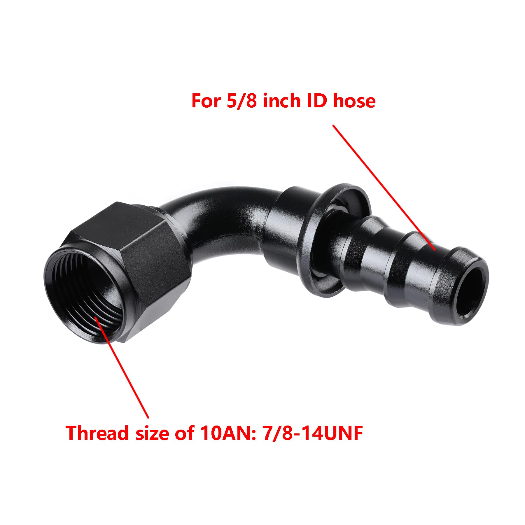 Ucreative 10AN 90 Degree Push Lock Hose Fitting End Black 2PCS