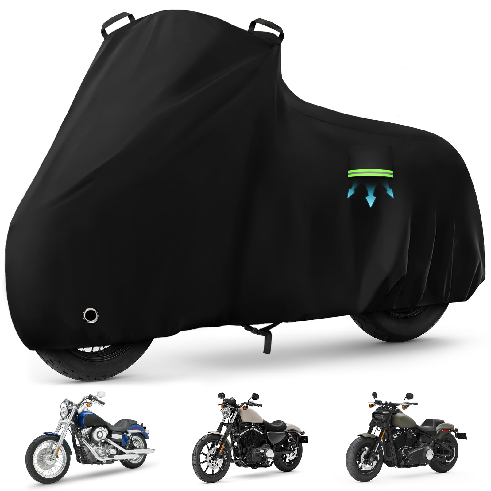 Motorcycle Cover Waterproof for Cruiser Models/Softail Standard/Iron 883/Heritage Classic 114/Fat Boy 114, All Weather Sun Rain 