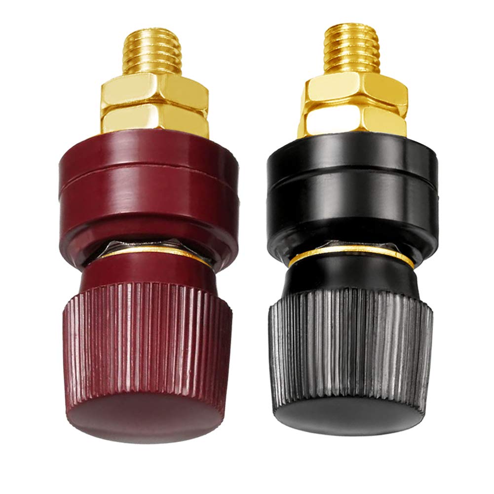 3/8'' Copper Battery Terminal Stud Connector, Ampper M10 Remote Battery Binding Post Junction Post Block Terminal Kit, Pack of 2
