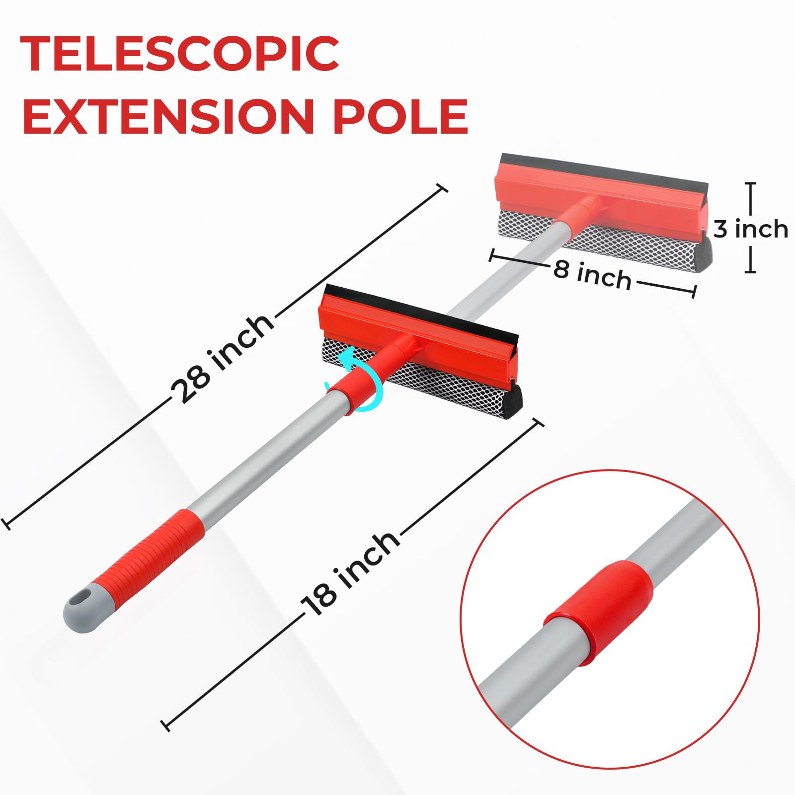 MAVRIZ Windshield Cleaner Tool 2 in 1 Car Window Squeegee with Extendable Handle (18-28.5) Window Cleaner with Squeegee and