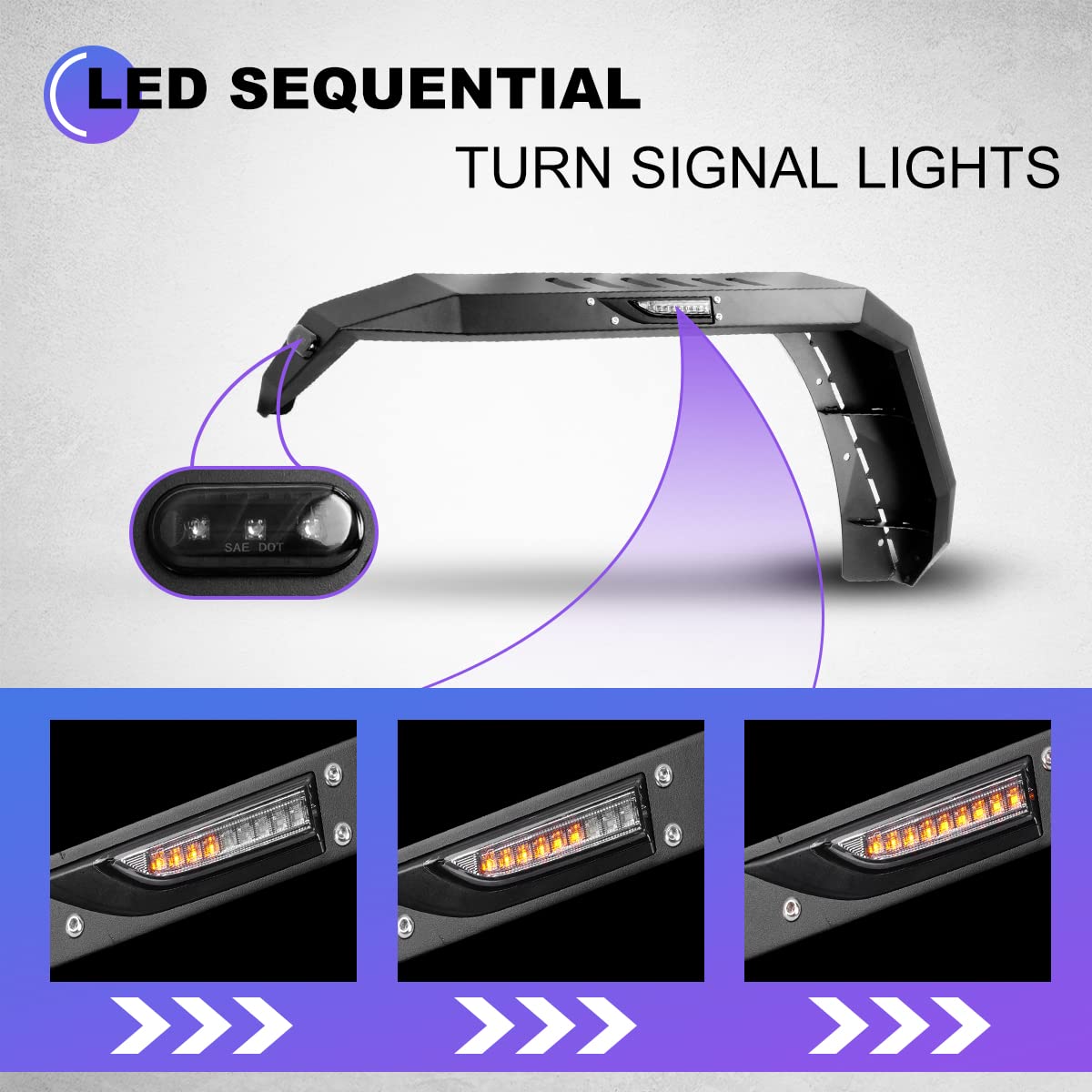 Wolfstorm Front Fender Flares Fit For 2007 2008 2009 2010 2011 2012 2013 2014 2015 2016 2017 2018 Jeep Wrangler Jk/Jku 2-Doors & 4-Doors Heavy Duty Steel Front Wheel Flares (Front)