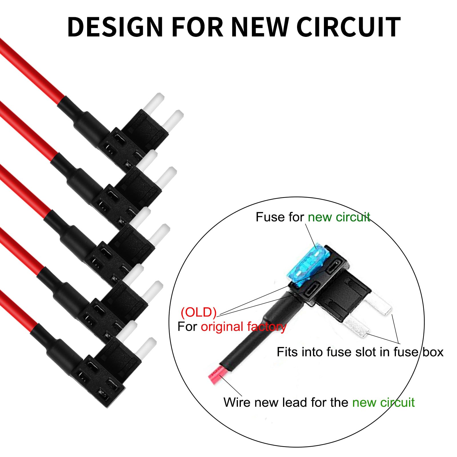 Muhize Mini Fuse Taps - Upgraded 10 Pack Auto Fuse Holder(2023 New), 12V Car Rv Camper Add-A-Circuit Fuse Tap Adapter, With 15 Amp And 40 Amp Mini Atm Apm Blade Fuse