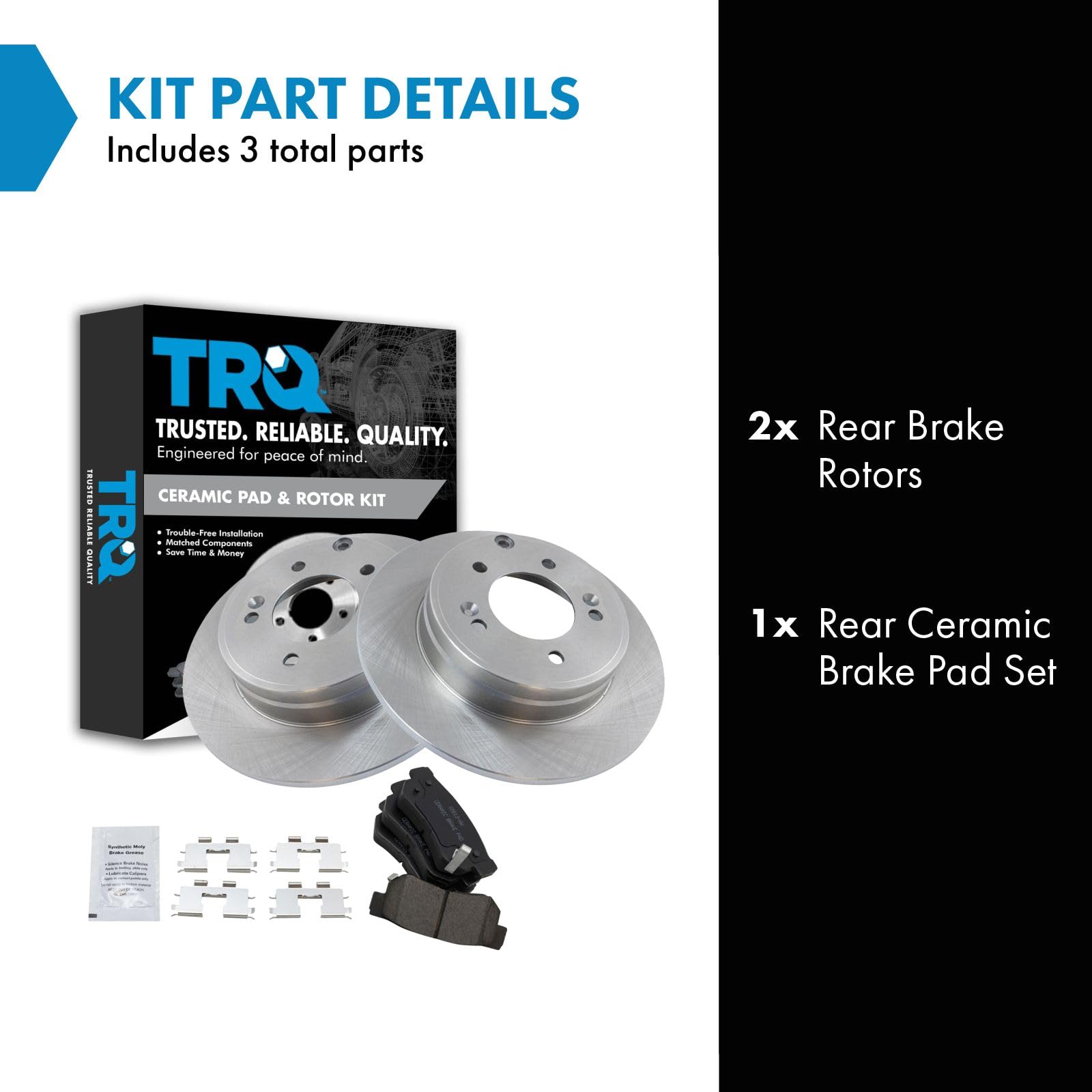 Trq Rear Brake Pad & Rotor Kit Brake Pads Brake Rotor Ceramic Compatible With 2009 Hyundai Azera 2006-2008 Sonata