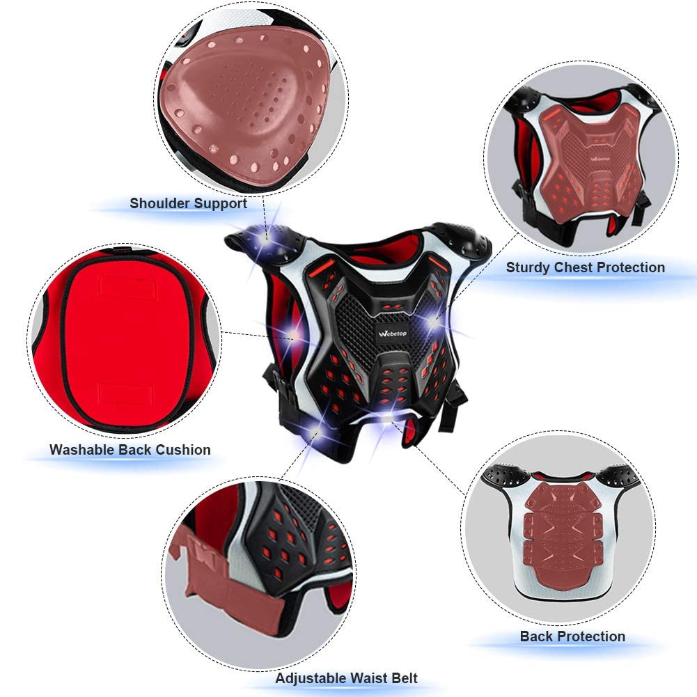 Webetop Youth Atv Chest Protector Motocross Armor Vest For Kids Dirt Bike Mountain Cycling M