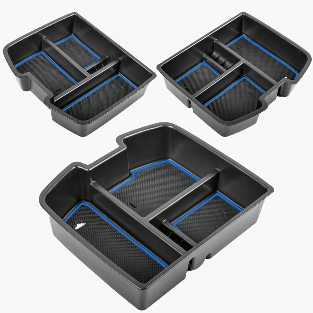 Tacorbo Center Console Organizer Tray For 2007-14 Gmc Sierra 2500 3500 Accessories Yukon Xl Silverado 2500 3500 Suburban 1500 Tahoe /07-13 Gmc Sierra 1500 Chevy Silverado Suburban 2500 Avalanche Blue