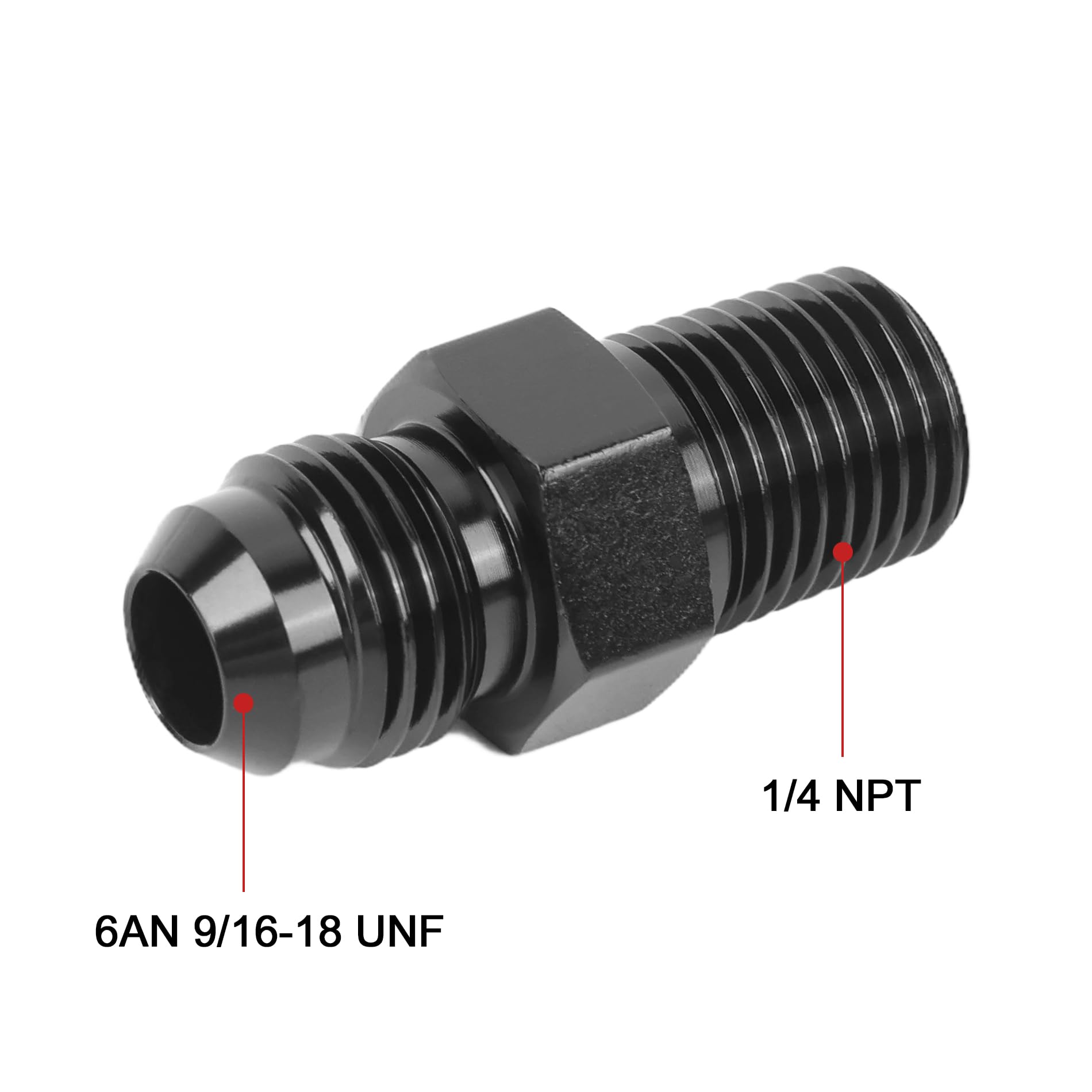 Evil Energy 6An Male Flare To 1/4'' Npt Pipe Fitting Adapter Straight Aluminum Black