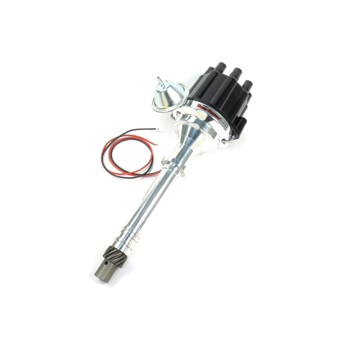 Pertronix D100700 Flame-Thrower Plug And Play Vacuum Advance Black Cap Billet Electronic Distributor With Ignitor Ii Technology For Chevrolet Small Block/Big Block