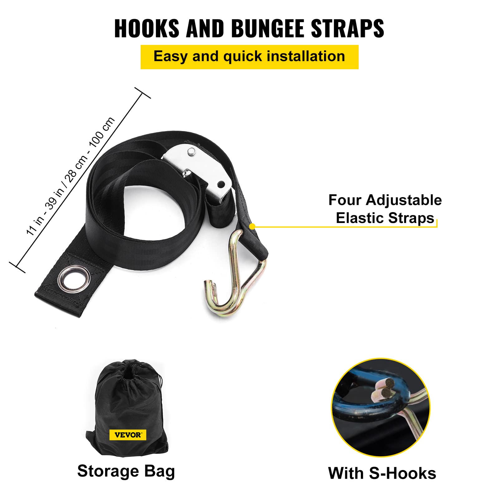 VEVOR 4.2' x 5.5' Cargo Net with Cam Buckles & S-Hooks, Cross Strap Truck Bed Cargo Net 50 x 66, Heavy Duty Cargo Nets Capac