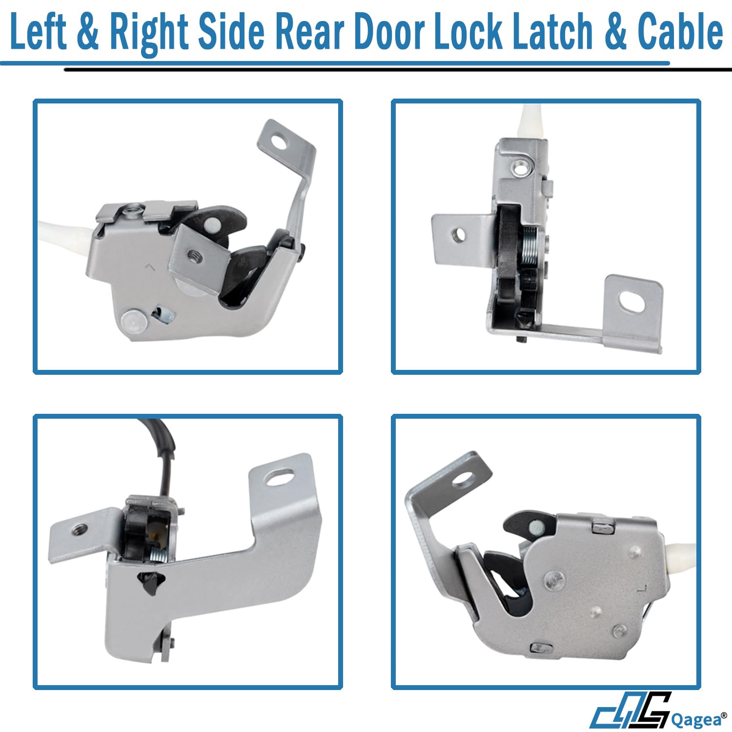 Qagea Rear Door Lock Latch & Cable - Left Driver & Right Passenger Side - Replacement For 99-07 Ford F250 F350 F450 F550 Super D