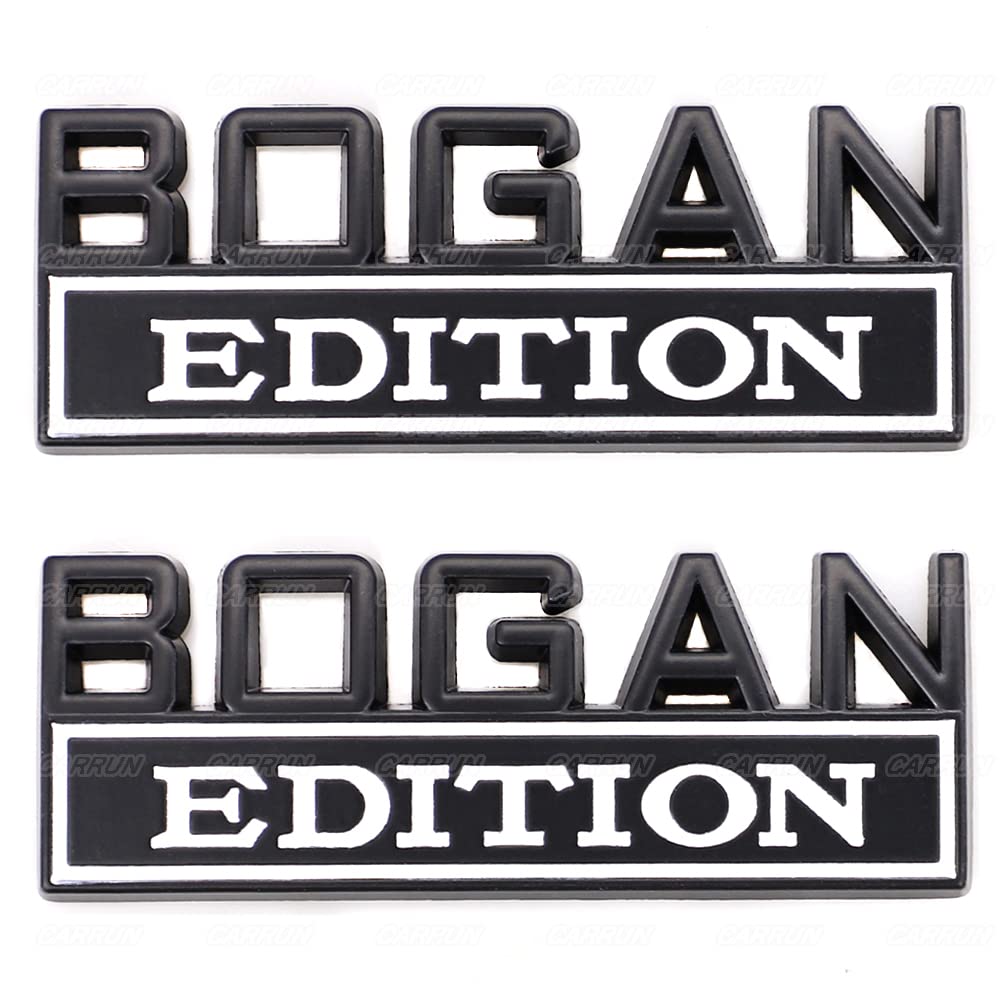 2 Pcs Bogan Edition Emblem Car Side Rear Front Hood Trunk Door Badge 3D Decal Sticker Fit For Car Truck Suv (Bogan, Black White)