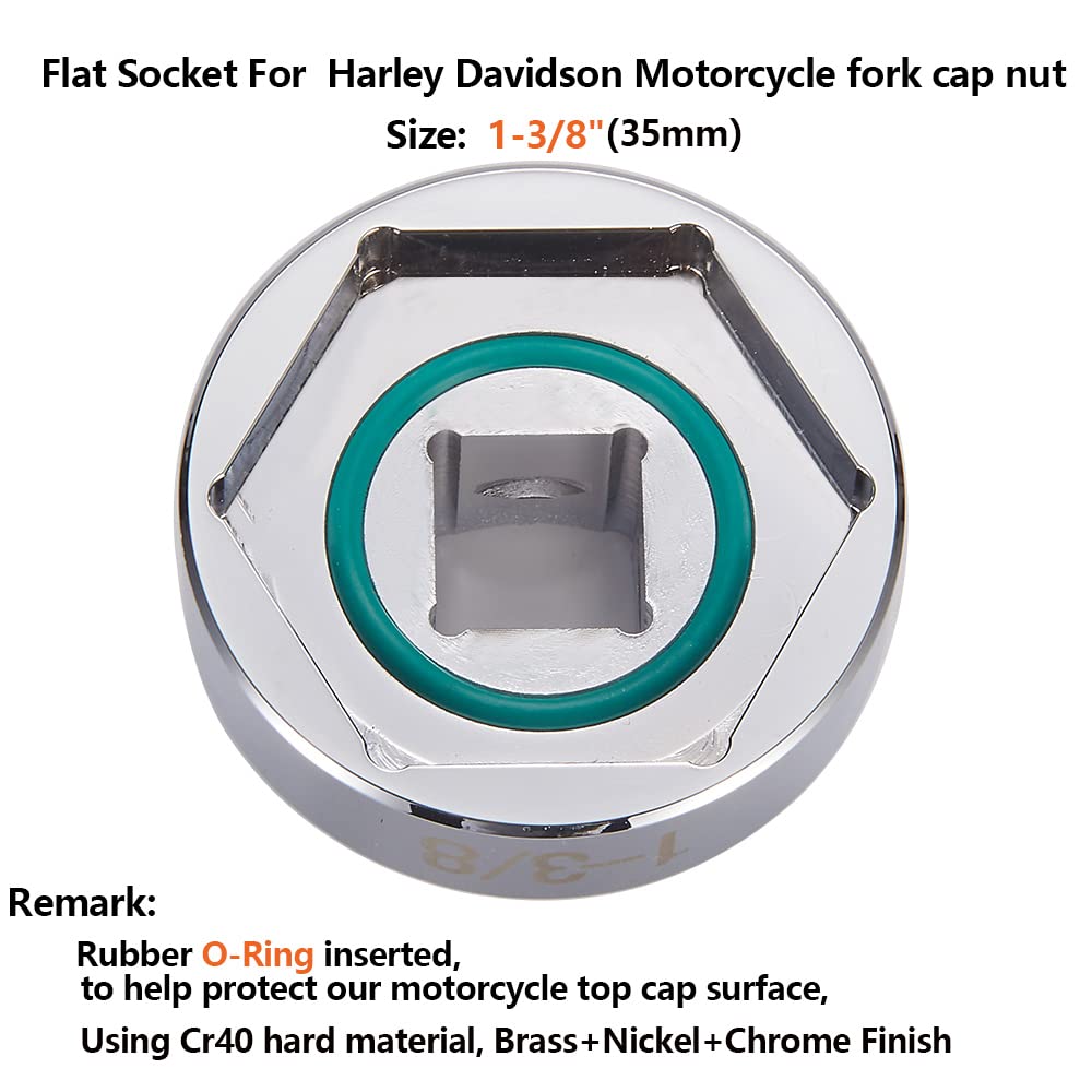 Fork Cap Nut Socket 1-3/8' Hex For Harley Sportster Big Twin Motorcycle (1-3/8 Inch Socket)