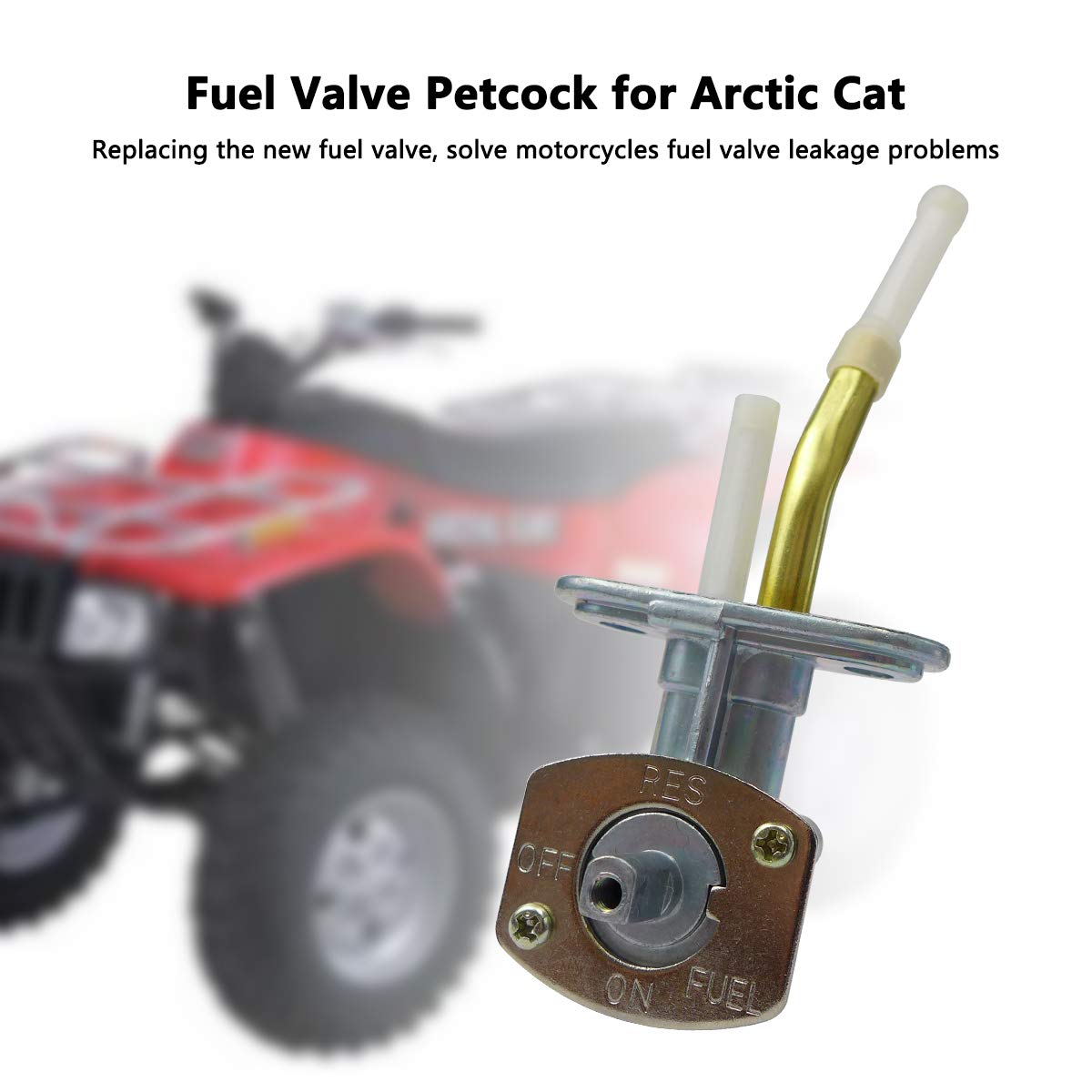 Fuel Valve Petcock Fit for Arctic Cat ATV 250 300 400 500 1998-2005, Knob Switch with On/Off/Res/Fuel Replace for 0470-344 0470-