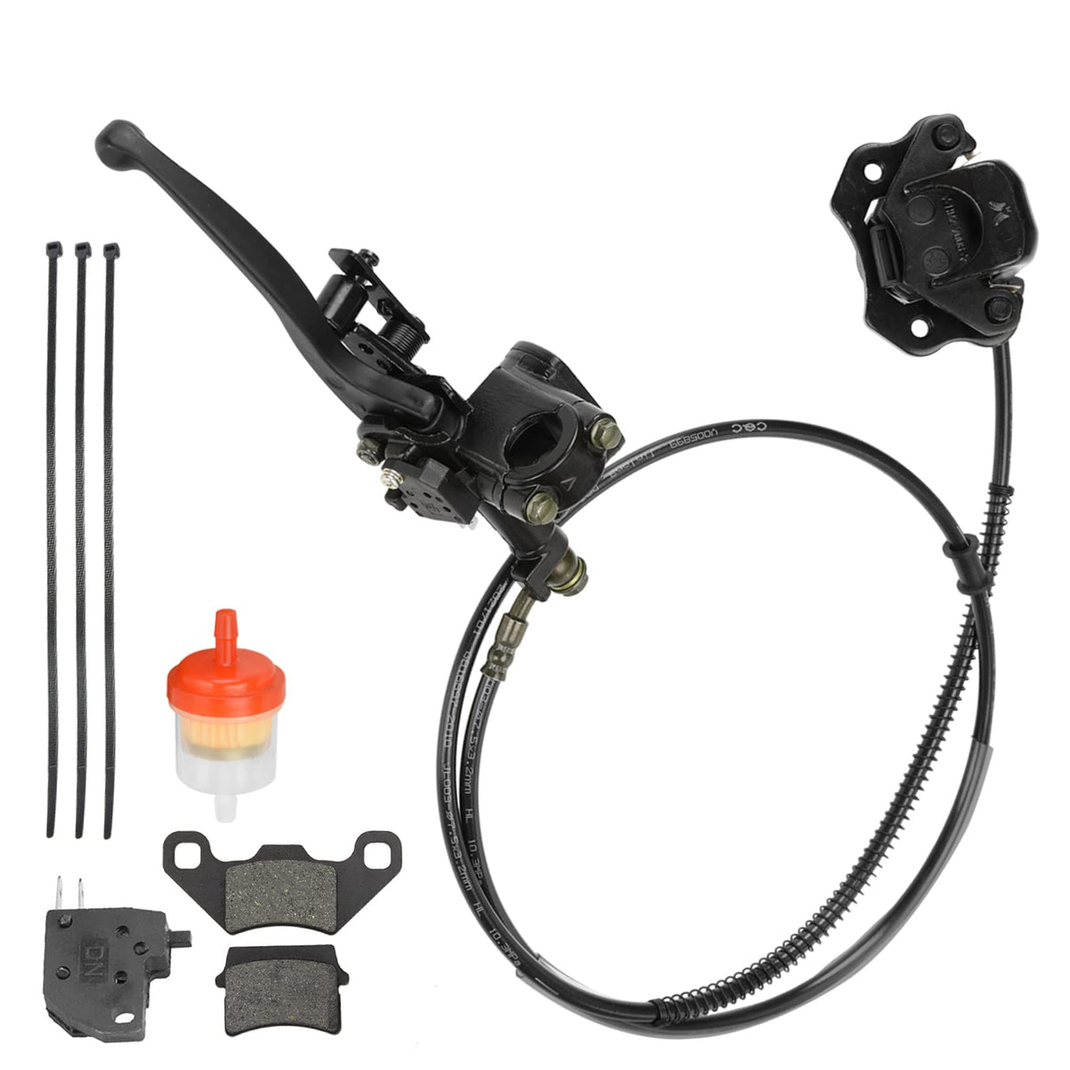 Fvrito Left Hydraulic Brake Master Cylinder Caliper Assembly For 50Cc 70Cc 90Cc 110Cc 125Cc Taotao Coolster Vitacci Peace Sunl Rps Roketa Kazuma Jetmoto Bms Baja Nst Icebear Chinese Atv Quad 4 Wheeler
