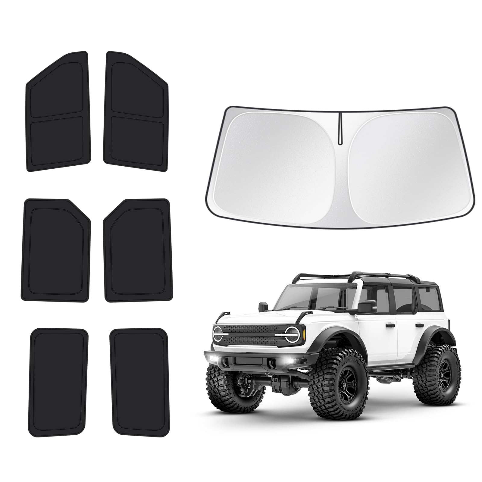T Tgbros Window Sunshade For Ford Bronco 2021-2025 Windshield Rear Side Window Custom Fit Full Set Privacy Car Sun Shades Blocks