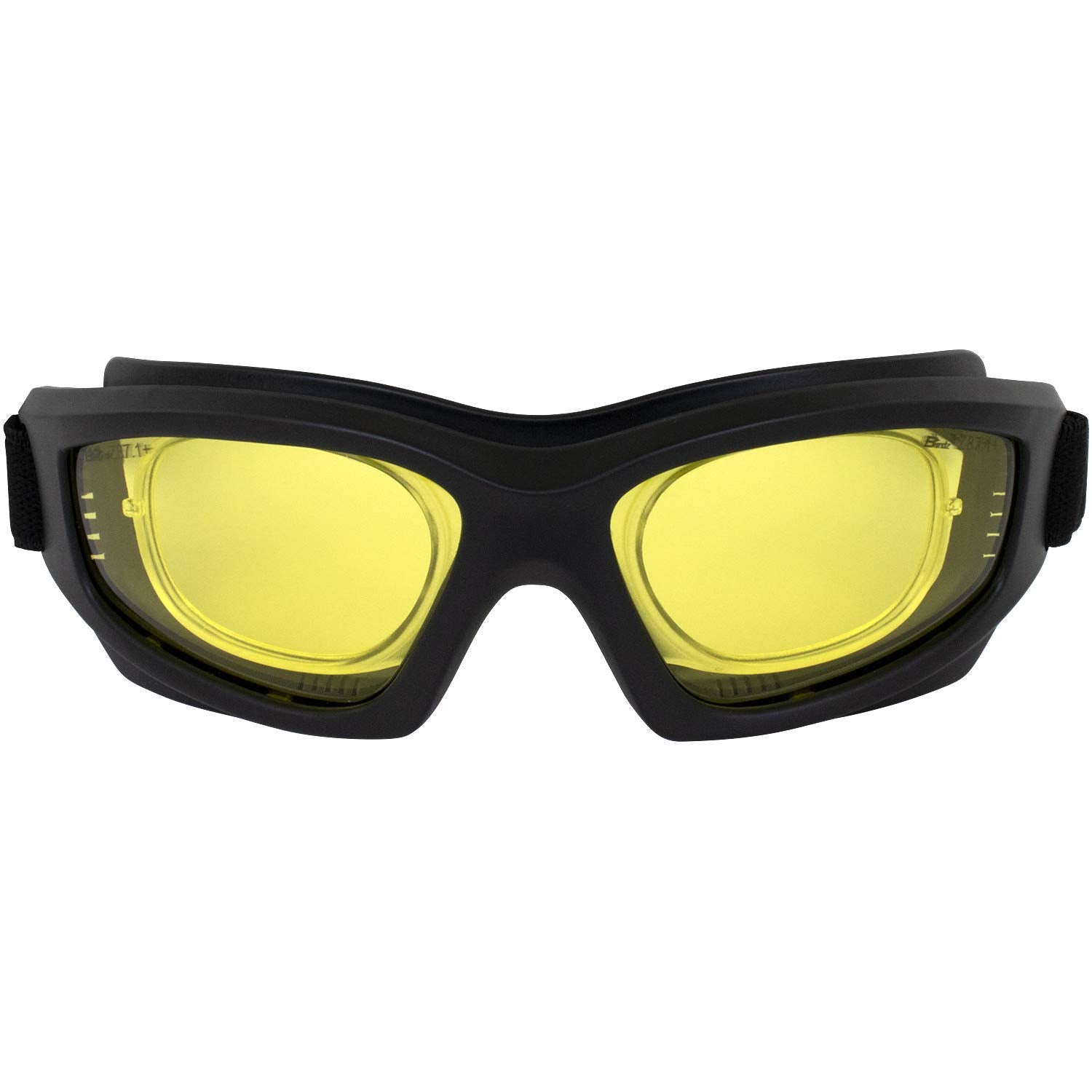 Birdz Flyer Sports Skydiving Construction Safety Goggles Black Frame With Yellow Anti-Fog Lens Rx Adapt (Yellow)