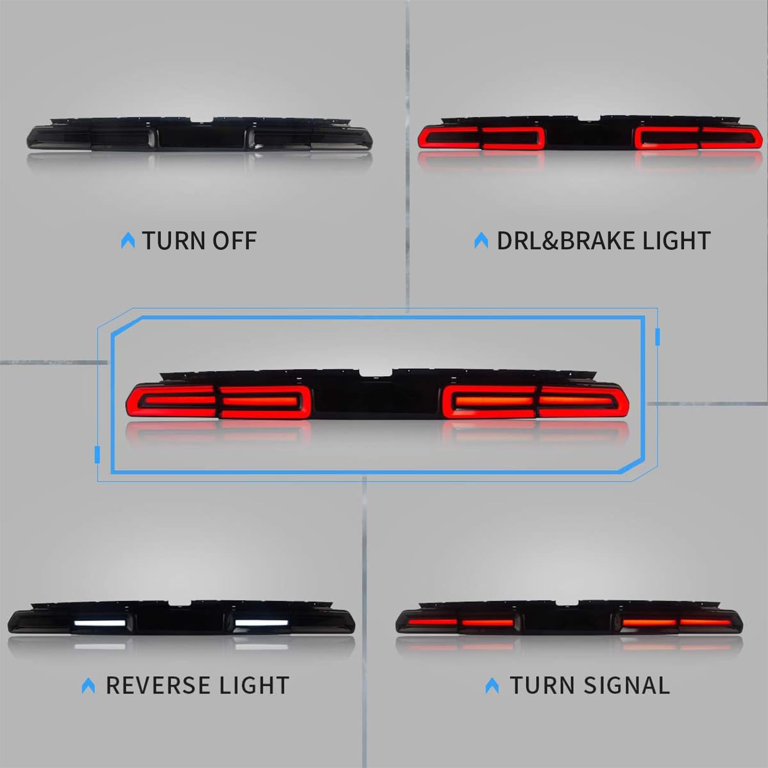 Vland Led Tail Lights Compatible With Dodge Challenger Coupe 2008-2014 3Rd Gen Pre Facelift Rear Lamp Assembly W/Sequential Red Turn Signal, Smoke/Tinted Lens