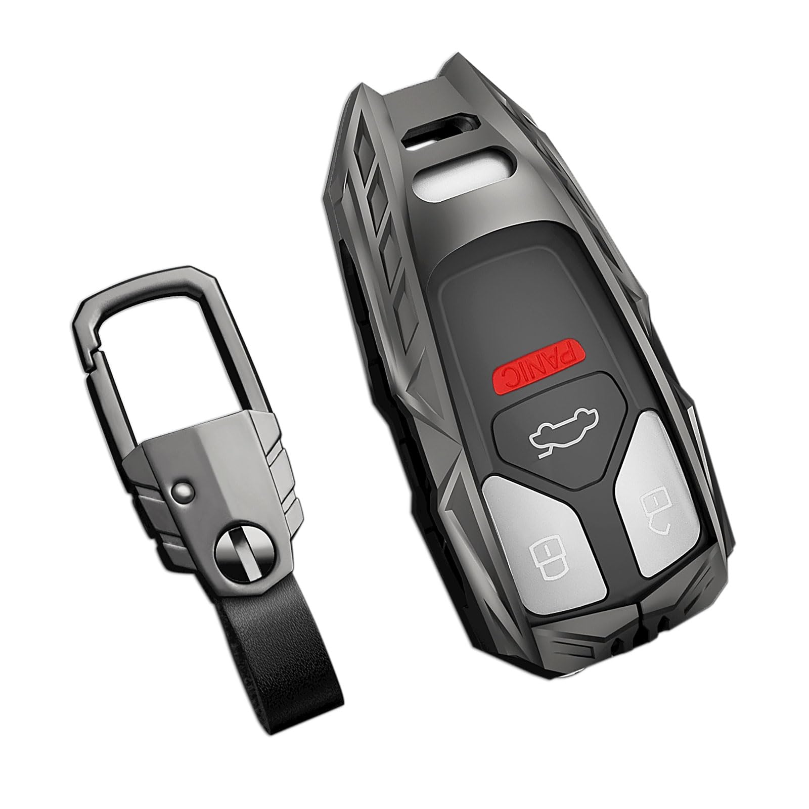 Slaknok For Audi Key Fob Cover With Keychain,Stylish And Durable Zinc Alloy Protection Key Case Compatible With A4 A5 Q7 Q5 Tt Tts A3 A6 Sq5 R8 S5 Rs4 Rs5 Smart Keyless Key Shell Accessories