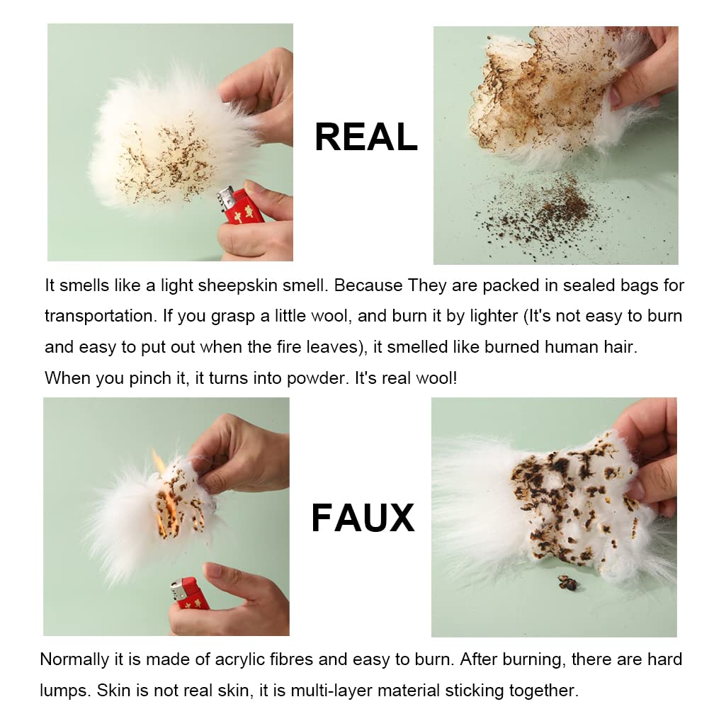 Ogland Fluffy Genuine Australia Sheepskin Car Seat Cover For Auto Fur Interior Accessories With Soft Fuzzy Wool Non-Slip (Blue,