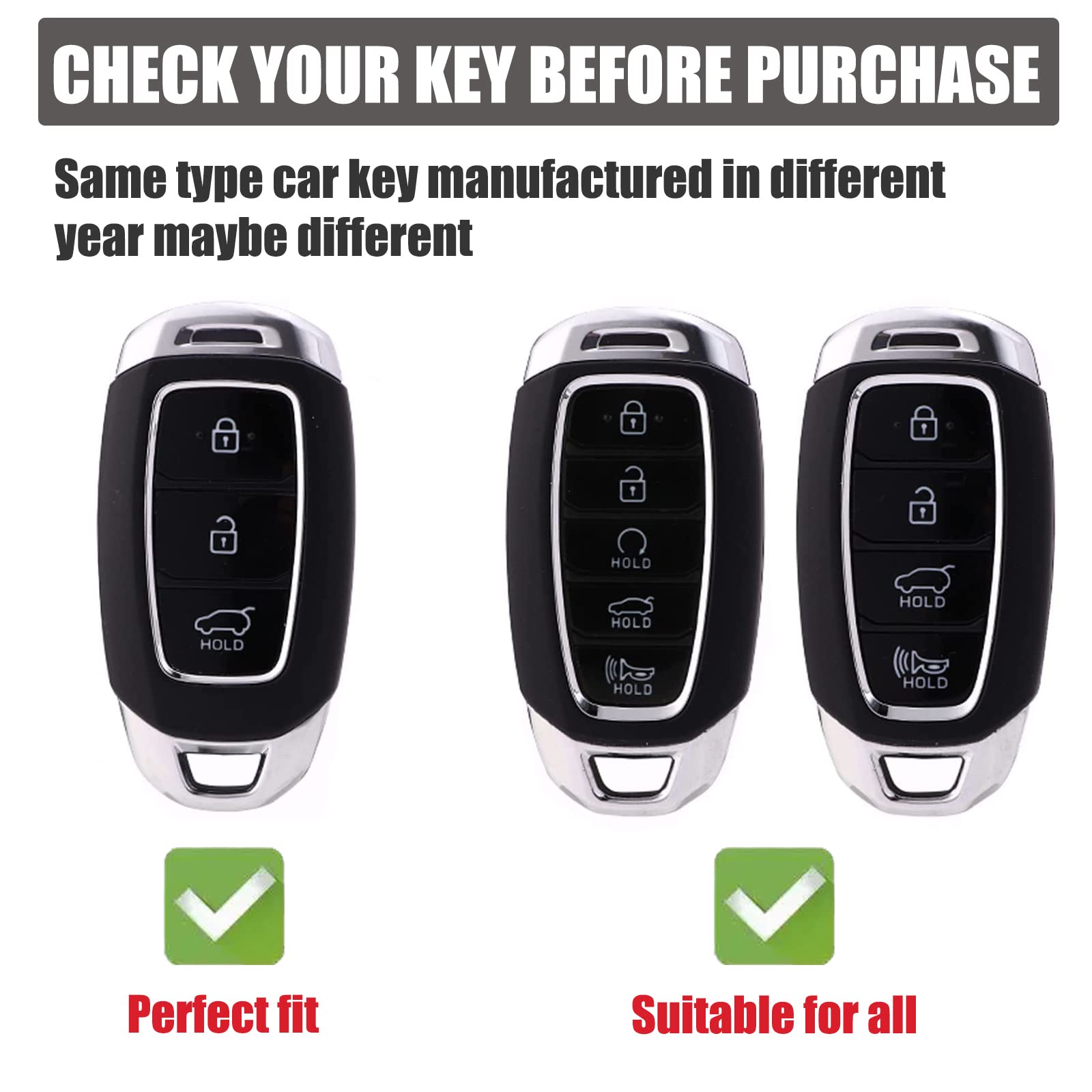 Gematay Key Fob Cover & Lanyard Set, Soft Tpu Protector For Hyundai Kona, Santa Fe, Elantra Gt, Veloster, Accent, Venue Smart Ke
