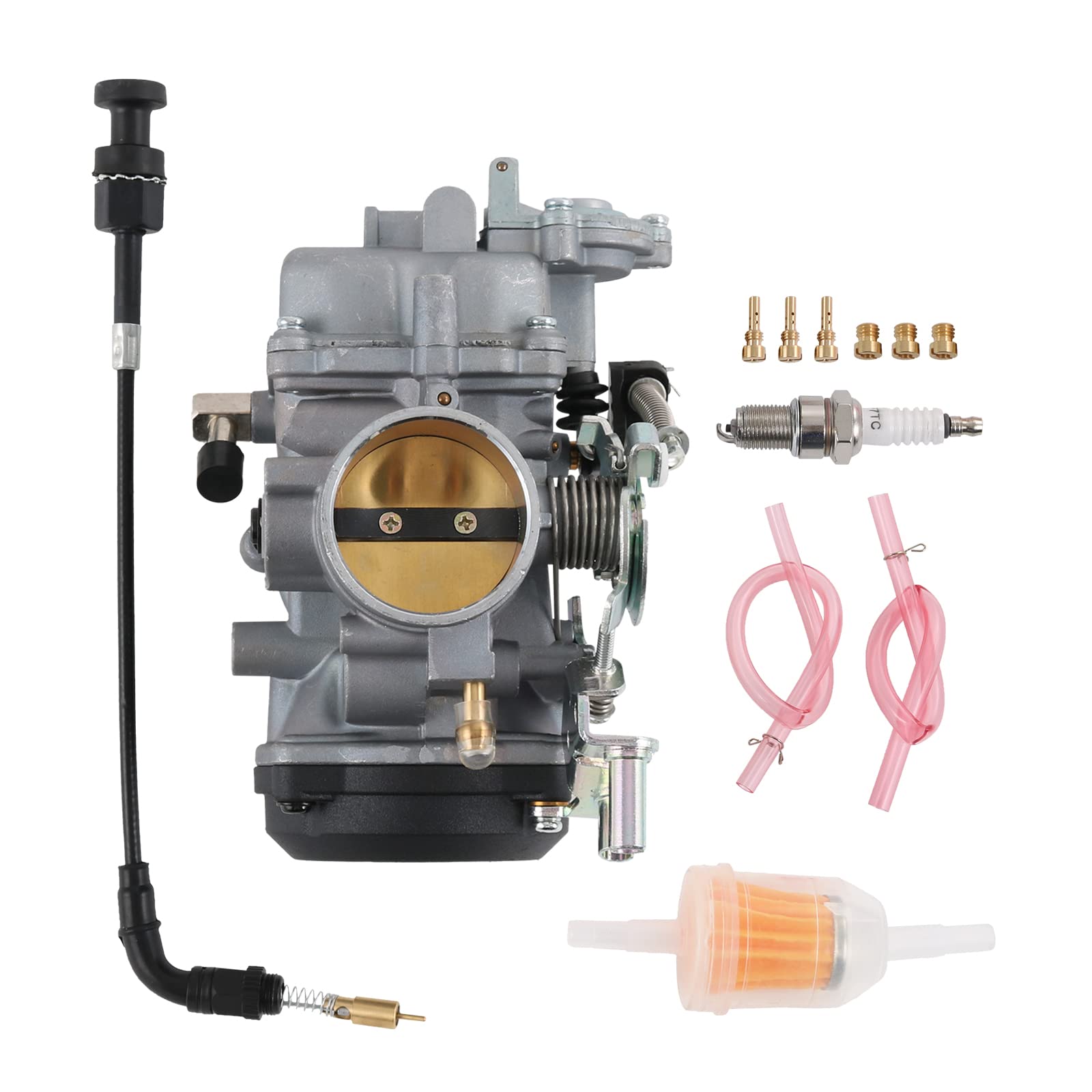 Dicmic Cv40 Carb Carburetor With Spark Plug And Jet Compatible With Harley Davidson Dyna Sportster 883 1200 Heritage Softail Electra Glide Fatboy & More Replace# 27421-99, 27490-04