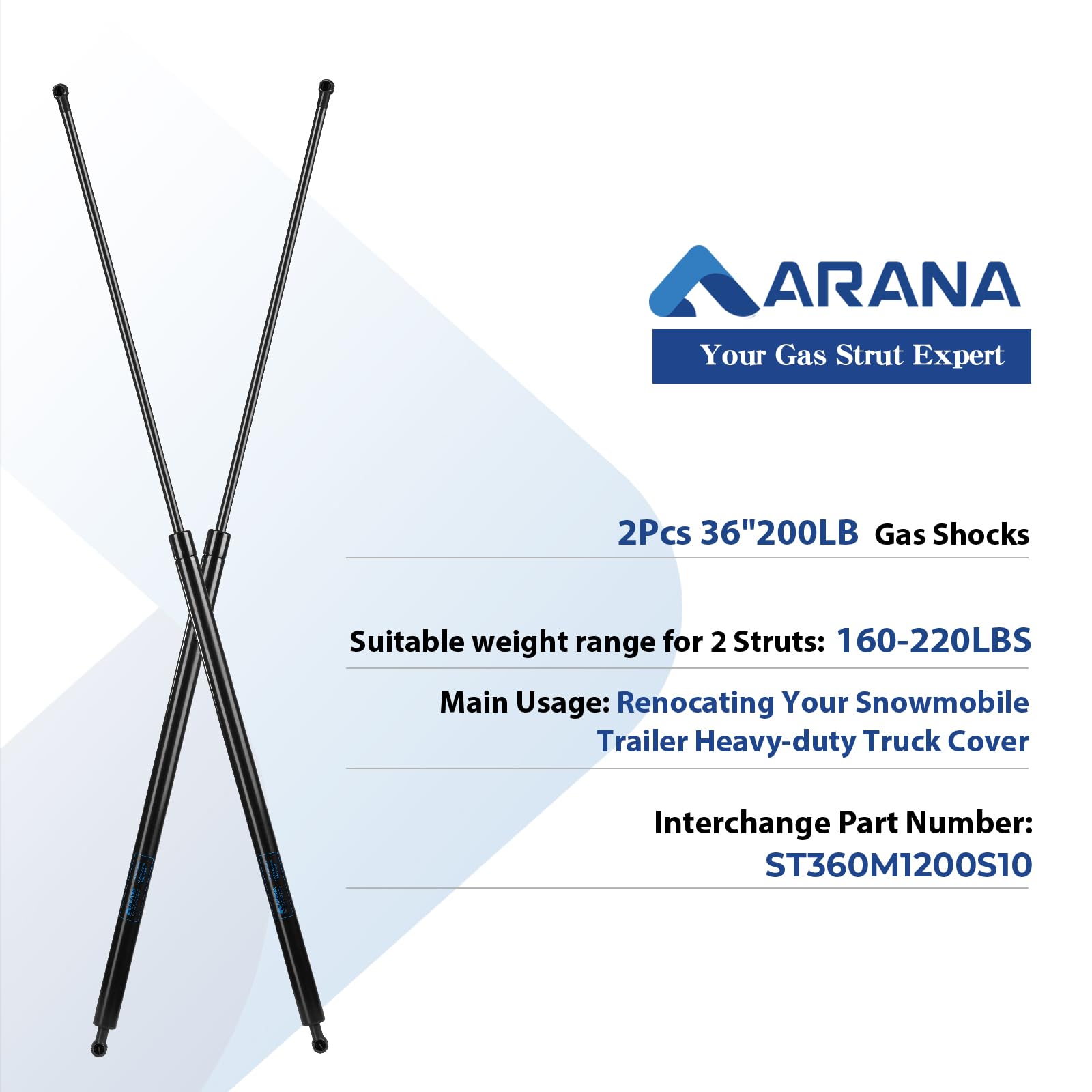 36 '' Gas Shocks Long Struts Spring 36 Inch 200Lb Gas Props Lift Support For Heavy Duty Lid Snowmobile Trailer Trap Door Rv Kict