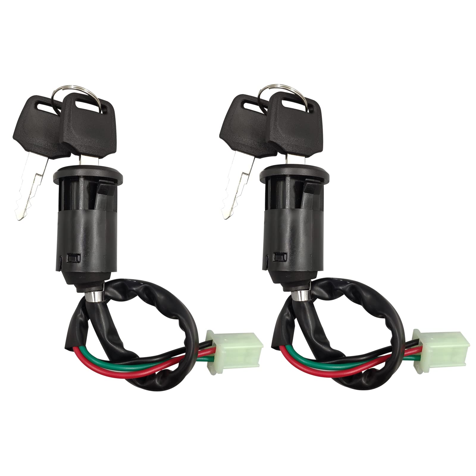 Autqva Ignition Switch For Chinese Atv, Key Ignition For Coolster Taotao Sunl Apollo, Key Switch With 4 Wire Replacement For 50Cc 70Cc 90Cc 110Cc 125Cc Scooters And Dirt Bikes, Pack Of 2Pcs