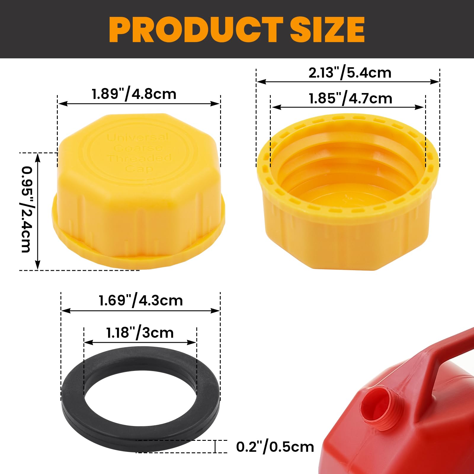 Mapleza Gas Can Cap For Universal 5 Gallon Gasoline Containers - Plastic Gas Can Caps For Improved Sealing And Transportation -