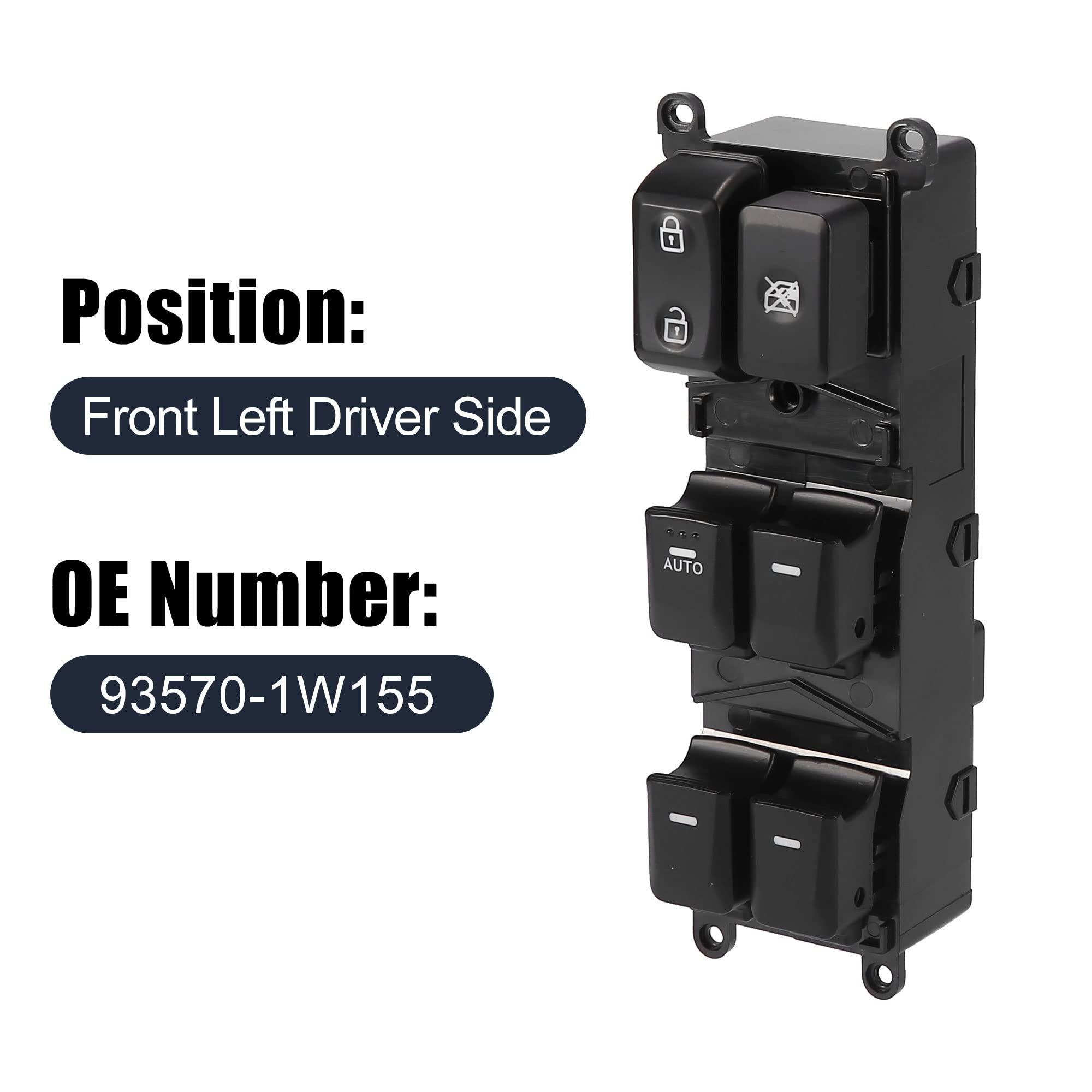 X Autohaux Master Driver Side Power Window Switch 93570-1W155 Replacement For Kia Rio 2012-2015