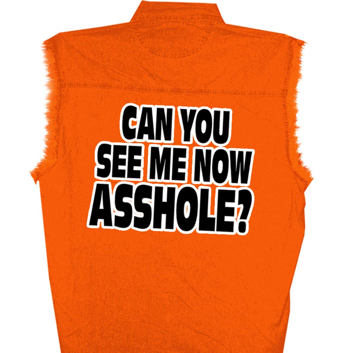 Hot Leathers Bikers Against Dumb Drivers Sleeveless Denium Shirt (Safety Orange, X-Large)