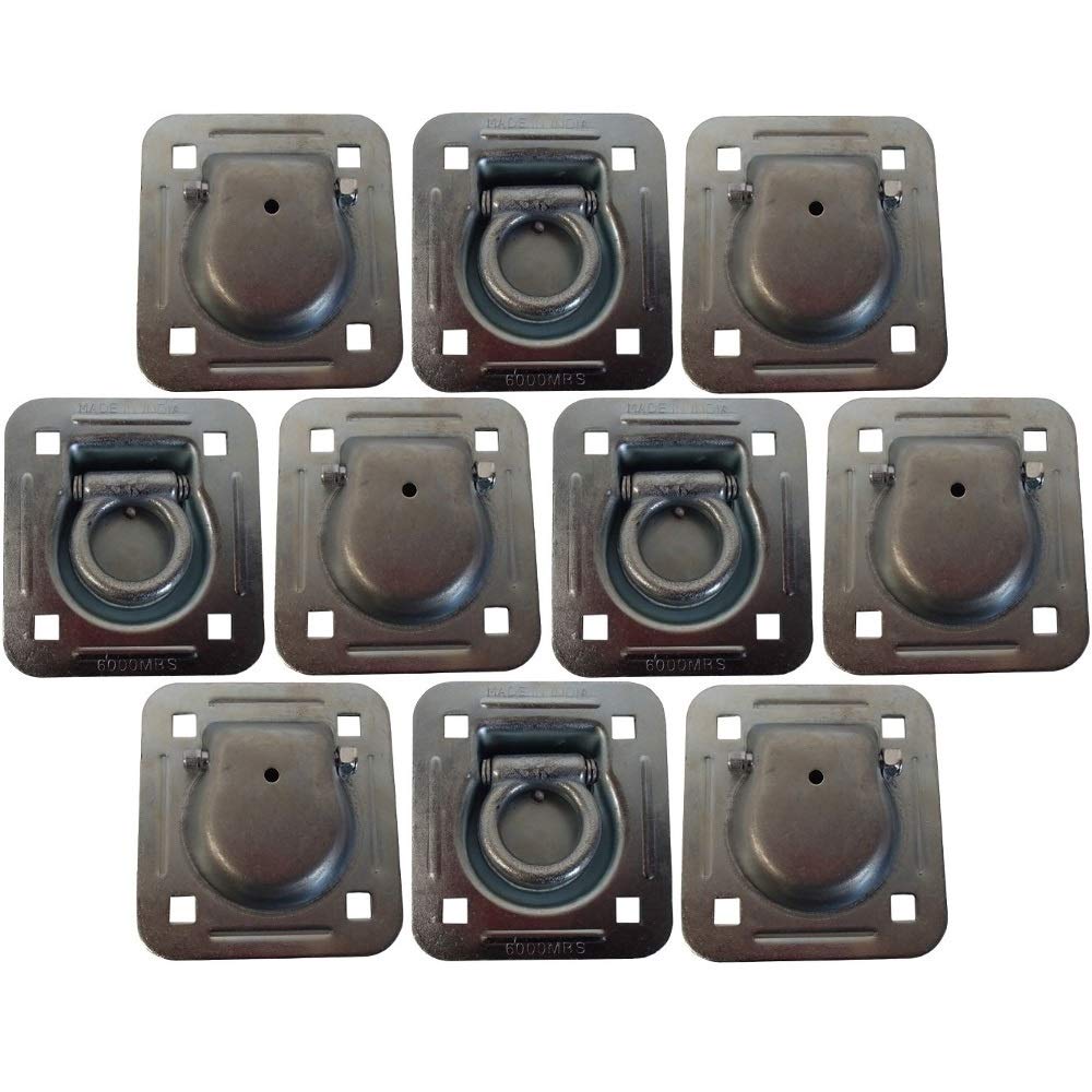 RAParts 10 pk Flush Mount Recessed Ring Trailer Cargo Tie Down Control D-Rings 6000 lbs.