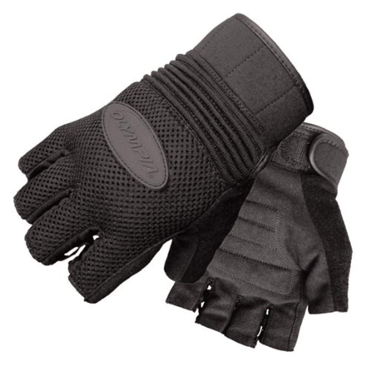 Olympia 757 Airforce Fingerless Gel Classic Motorcycle Gloves (Black, Medium)