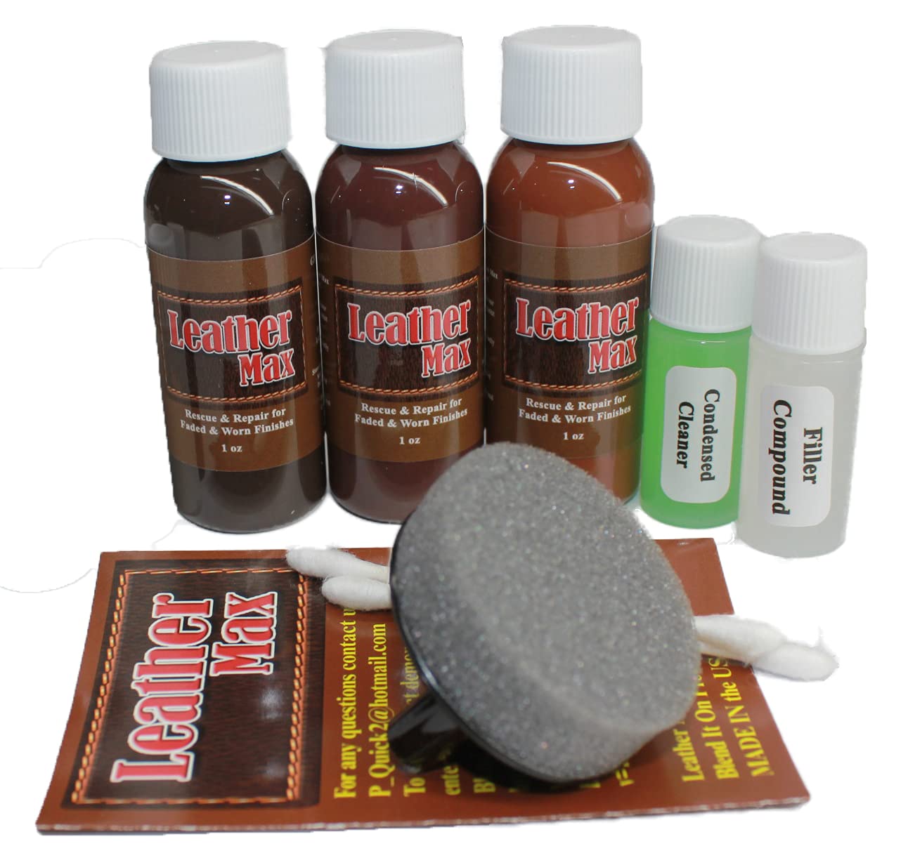 Leather Max Complete Leather Refinish, Restore, Recolor & Repair Kit/Now With 3 Color Shades To Blend With/Leather & Vinyl Refin