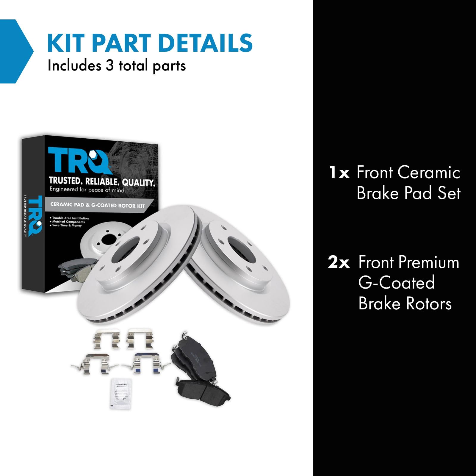 Trq Front Brake Pad & Coated Rotor Kit Premium Ceramic For Nissan Sentra Brand