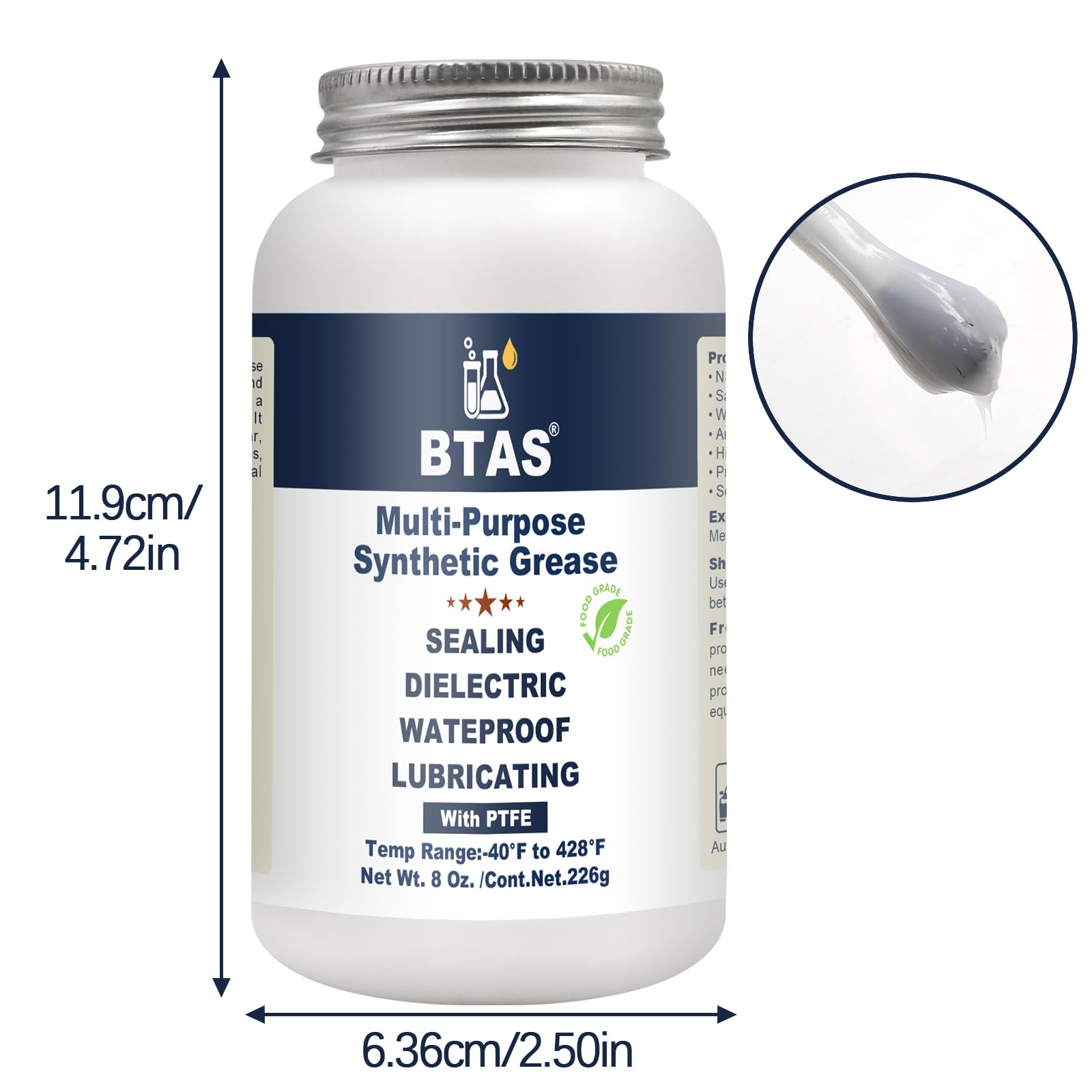 BTAS 8 oz Dielectric Grease for Automotive Electrical Connectors - Silicone Paste for Battery Terminals & Spark Plug Boots, Corrosion Preventer