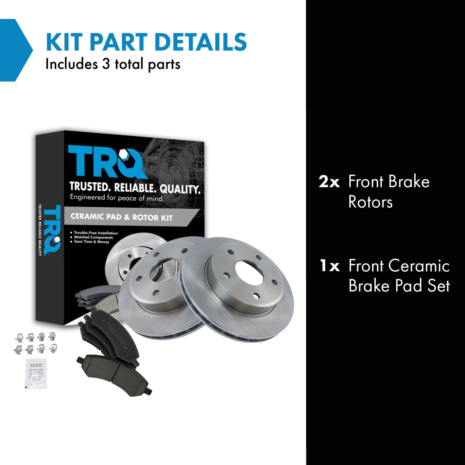 Trq Front Brake Pad & Rotor Kit Brake Pads Brake Rotor Ceramic Compatible With 2005-2010 Dodge Dakota 2006-2009 Mitsubishi Raide