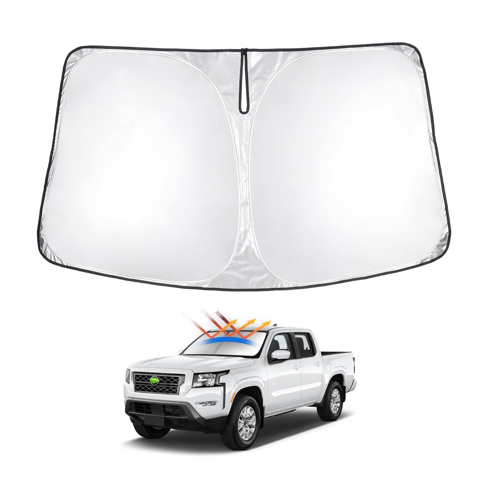 T Tgbros Windshield Sun Shade Custom Fit For 2022-2023 2024 2025 Nissan Frontier Accessories Foldable Sun Shield Reflective Poly