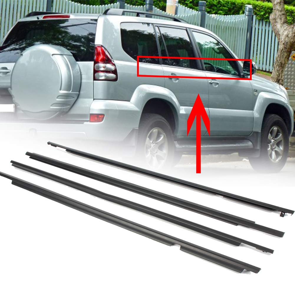 Newsmarts 4Pcs Automotive Weatherstrip Window Seal, Rubber Weather Stripping Molding Trim Seal Belt For Toyota Land Cruiser Prad