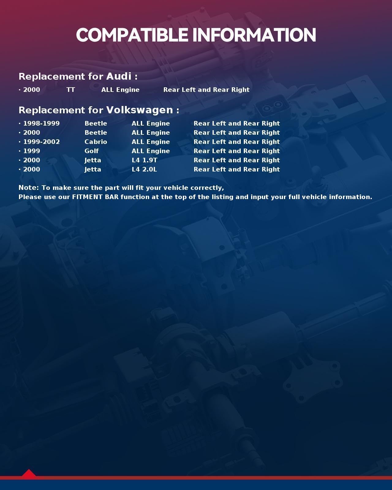 Kax Disc Brake Caliper Assembly Fit For Volkswagen Beetle 1998-2000, Jetta 2000, Cabrio 1999-2002, Golf 1999, Audi Tt 2000, Rear
