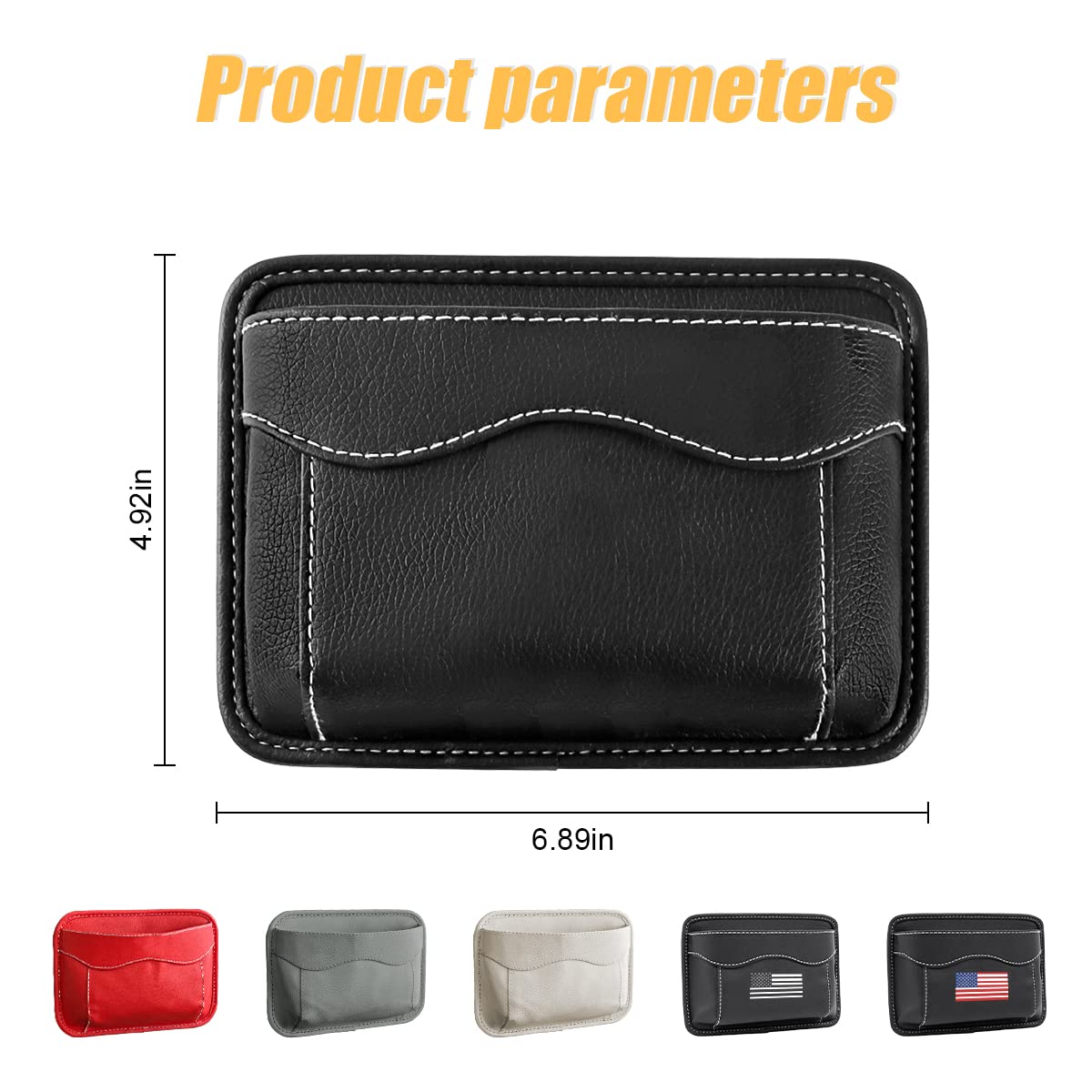 Moly Magnolia Car Seat Side Pocket Organizer, American Flag Pu Leather Storage Bag, Pen Phone Holder Tray Pouch Seat Gap Filler,