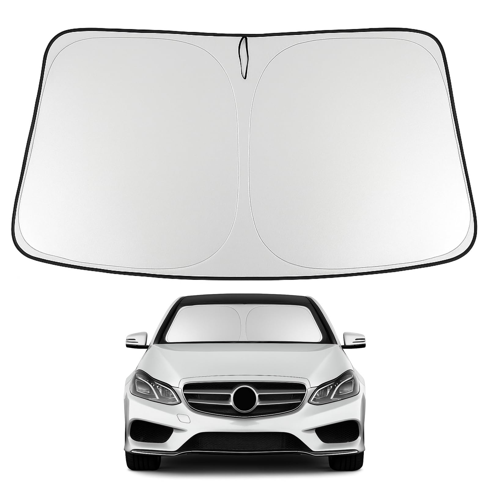 Proadsy 2025 Upgrade Windshield Sun Shade Custom Fit 2010-2016 Mercedes Benz E Class Foldable Front Sunshade Protector Sun Visor