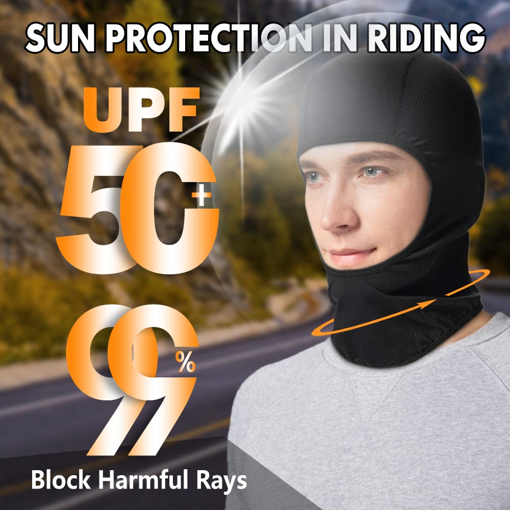 Joeyoung Motorcycle Balaclava For Men Quick Sweat Wicking Helmet Liner For Professional Motorcycling Beanie Cap Black