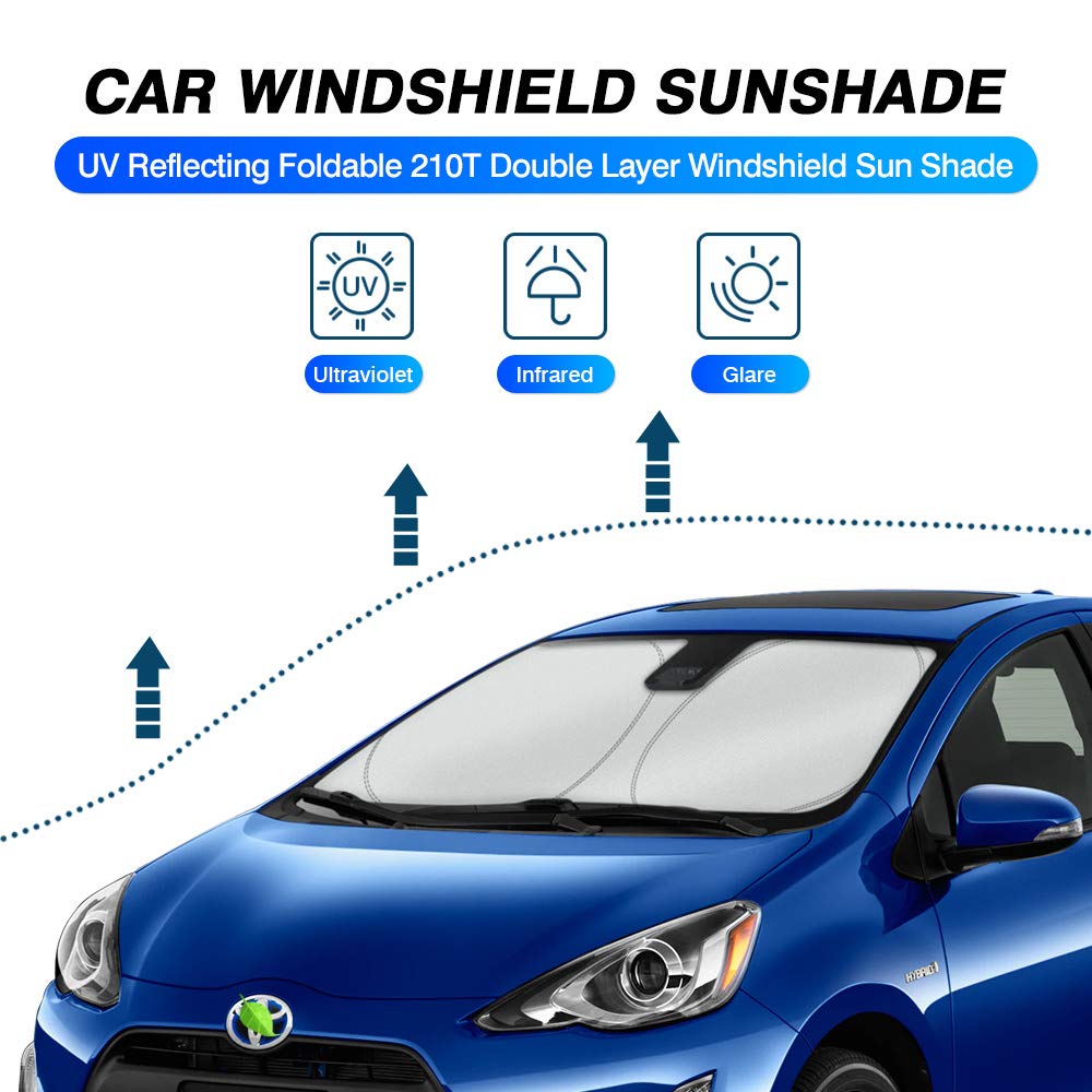 Kust Custom Fit Windshield Sun Shade For Toyota Prius C Accessories 2012-2019 Sunshade Foldable Sun Visor Protector Blocks Uv Ra