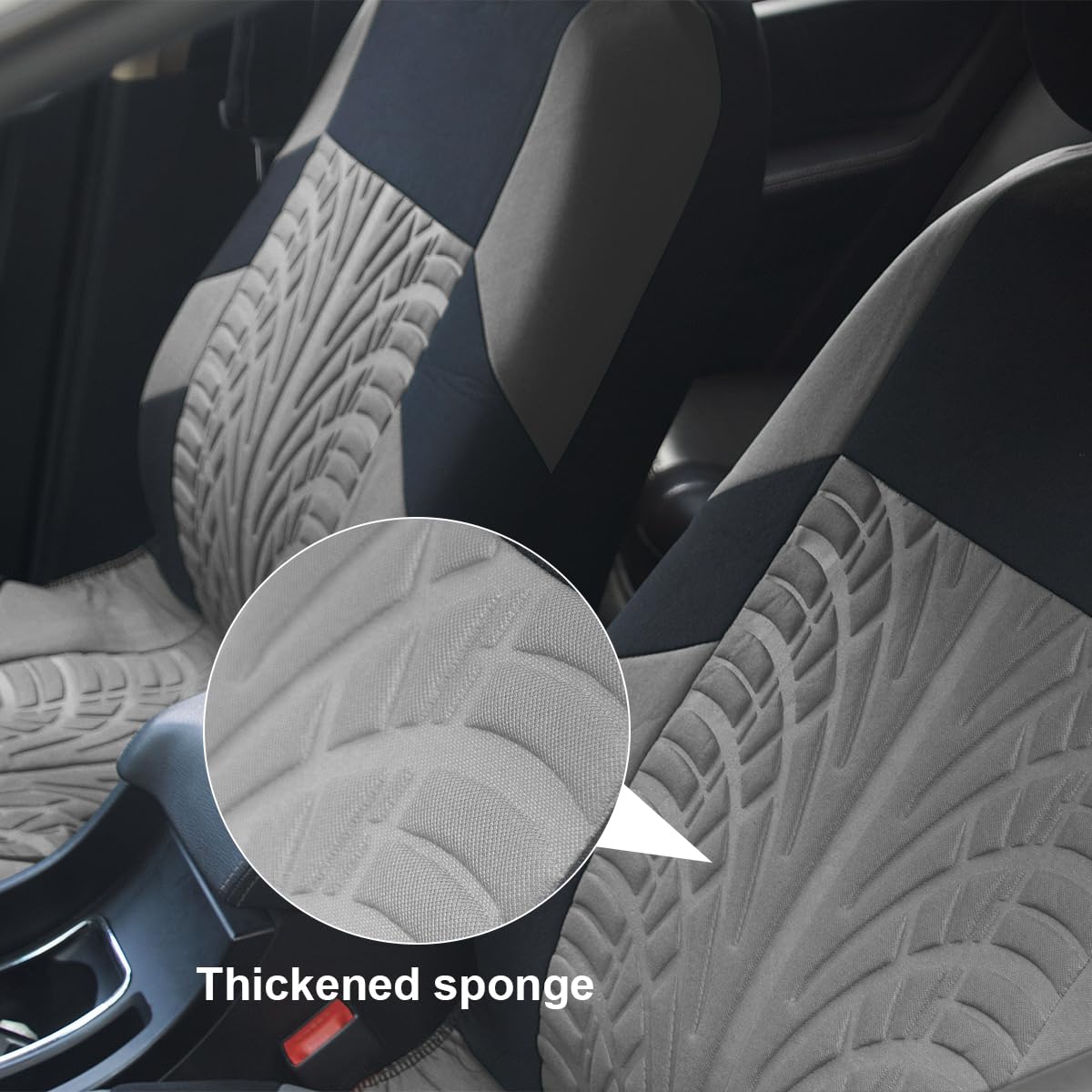 Car Seat Covers Full Set, Polyester Front Bucket Seat Protectors With Split Bench Back Seat Covers, Breathable Thicken Premium Sporty Seat Cushions, Auto Accessories For Car, Suv (Gray/Front,Back)