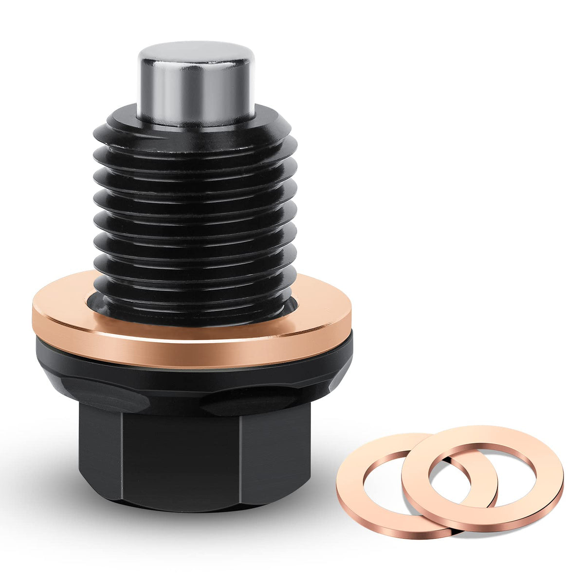 Deefill M14 X 1.5 Magnetic Oil Drain Plug T6 Aviation Aluminum With Red Copper Crush Washer Gasket Compatible With Ford Gm Hyundai Kia And More Select Models