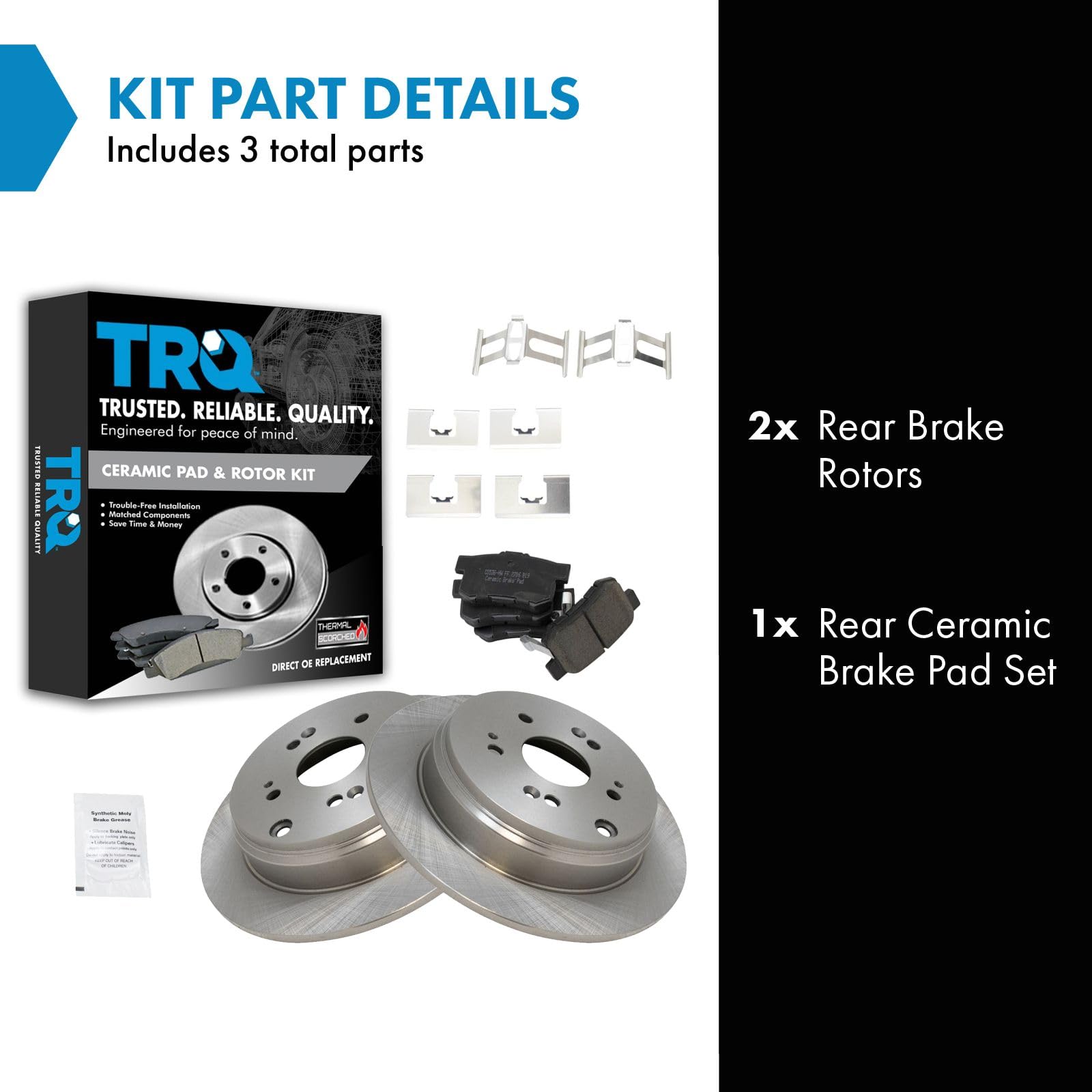 Trq Rear Brake Pad & Rotor Kit Brake Pads Brake Rotor Ceramic Compatible With 2007-2012 Acura Rdx