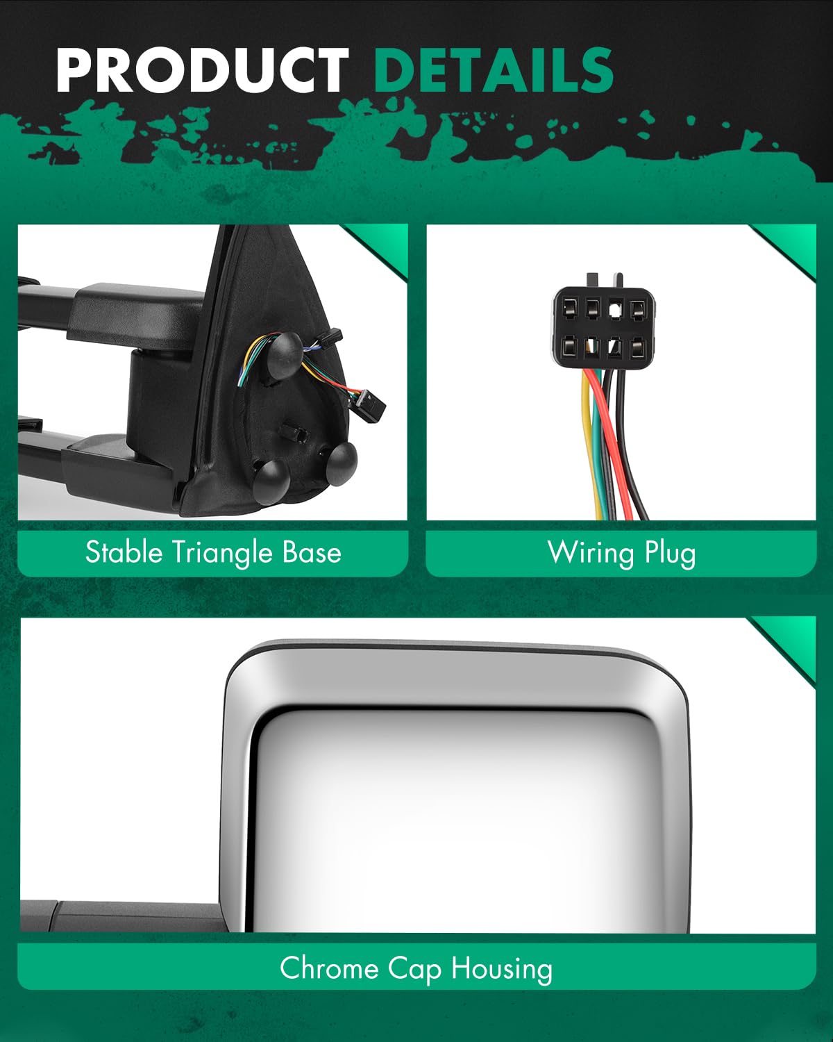 Scitoo Power Heated Chrome Towing Mirrors Led Signal Light Fit 1999-2002 For Silverado/For Sierra Side Mirror Pair Set