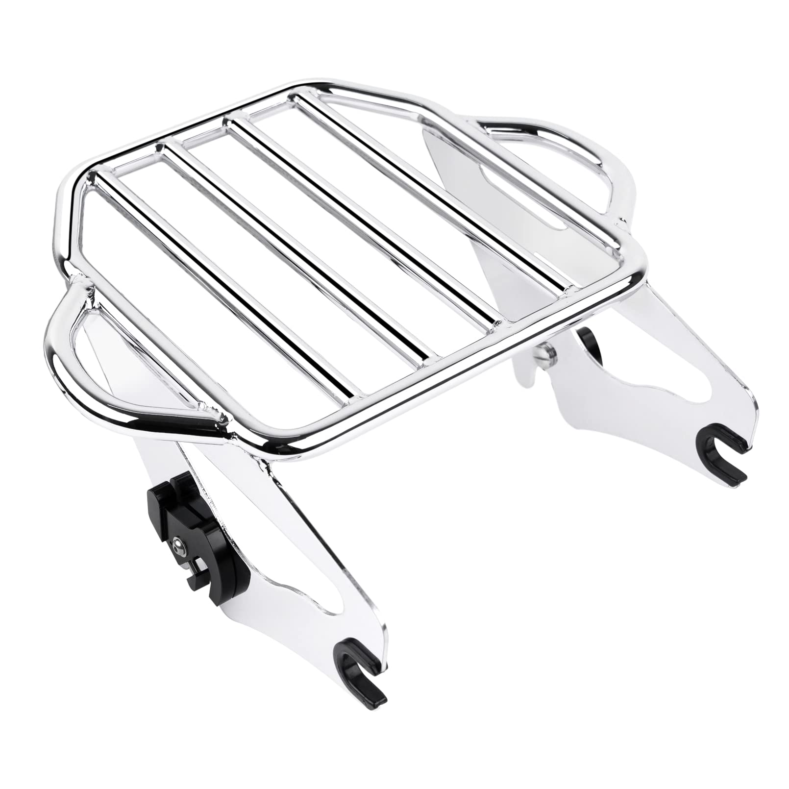 Benlari Chrome Detachable Luggage Rack 2-Up Mounting Rack Compatible For Harley Davidson Touring Road King Street Electra Glide 
