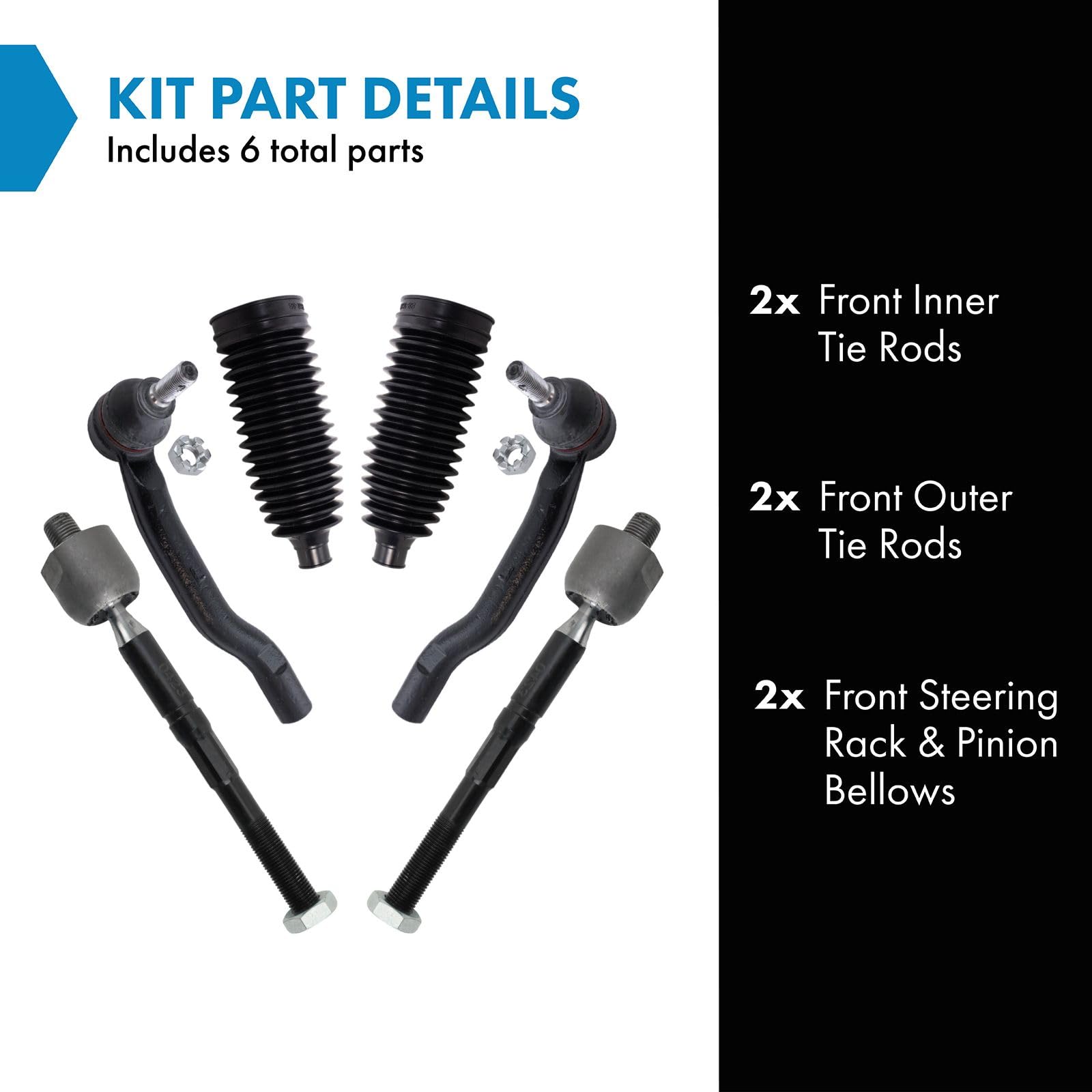 Trq Front Steering Kit Steering Rack & Pinion Bellow Tie Rod Compatible With 2013-2018 Toyota Avalon 2012-2017 Camry