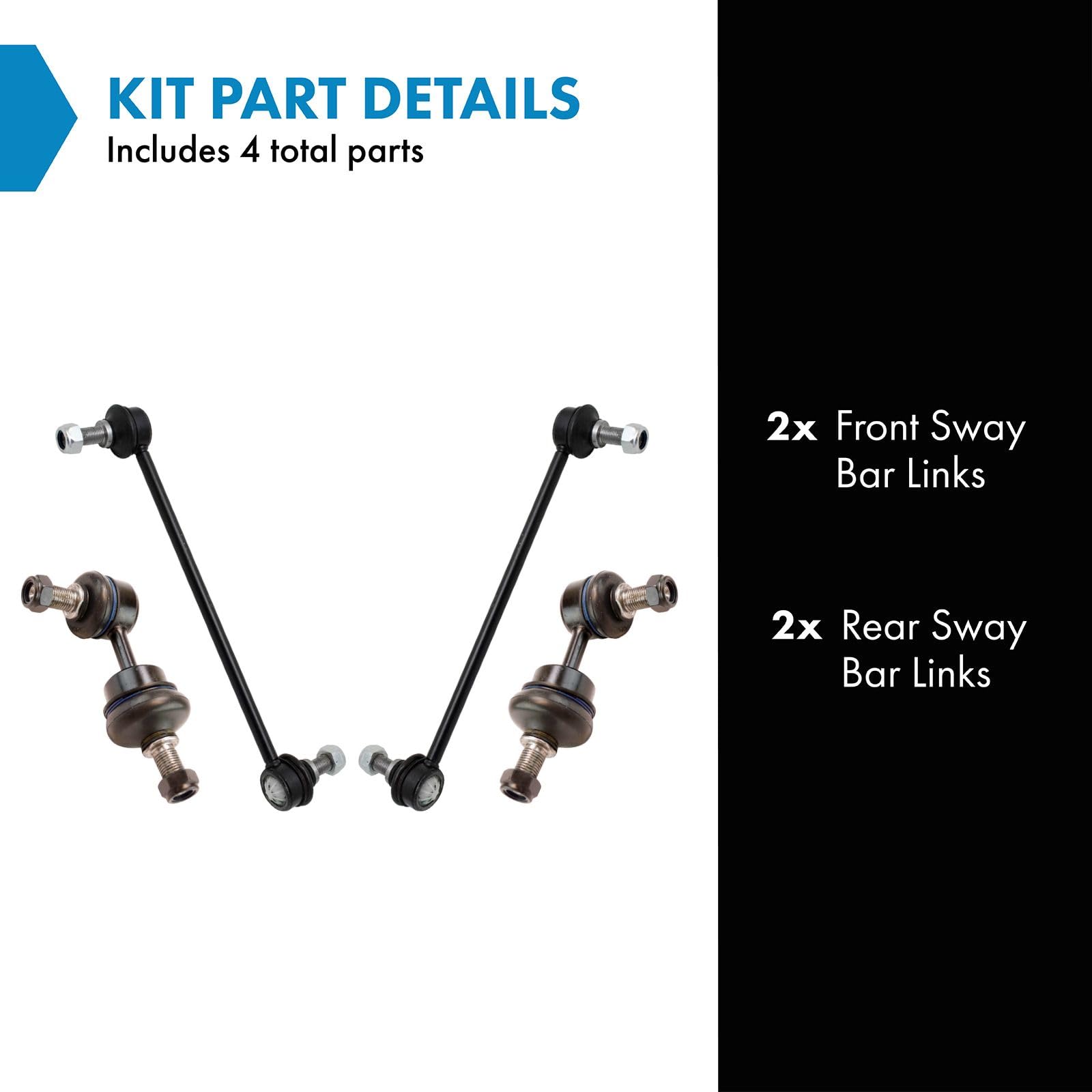 Trq Sway Bar Stabilizer Link Set Front & Rear Compatible With 11-13 Sportage 10-13 Tucson
