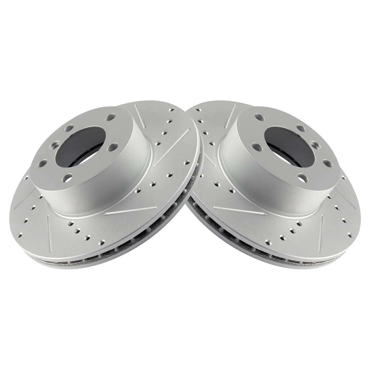 Trq Front Performance Brake Rotors Set Premium G-Coated Cross Drilled & Slotted Compatible With 2008-2013 Bmw 128I 2006 325I 325